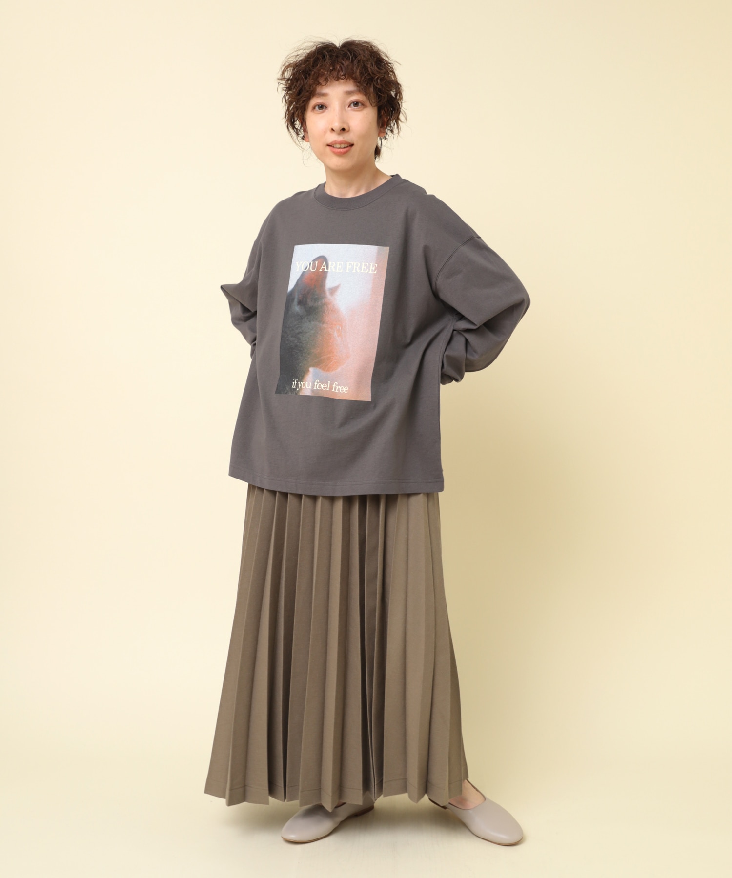【9月中旬納期】G1076 リネン混プリーツスカート