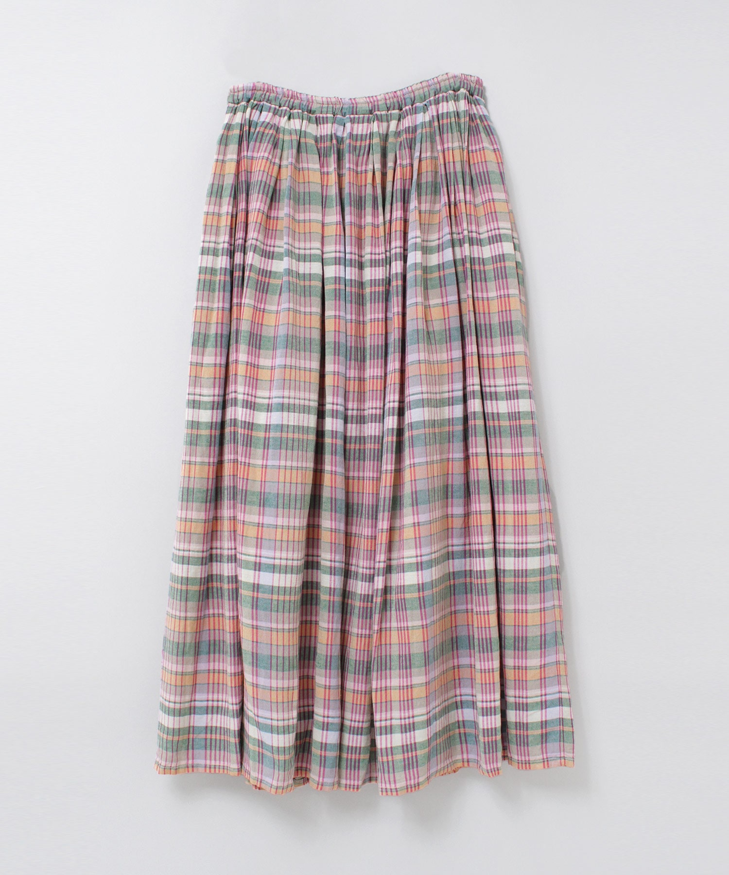 G1092 マドラスチェックタックギャザースカート