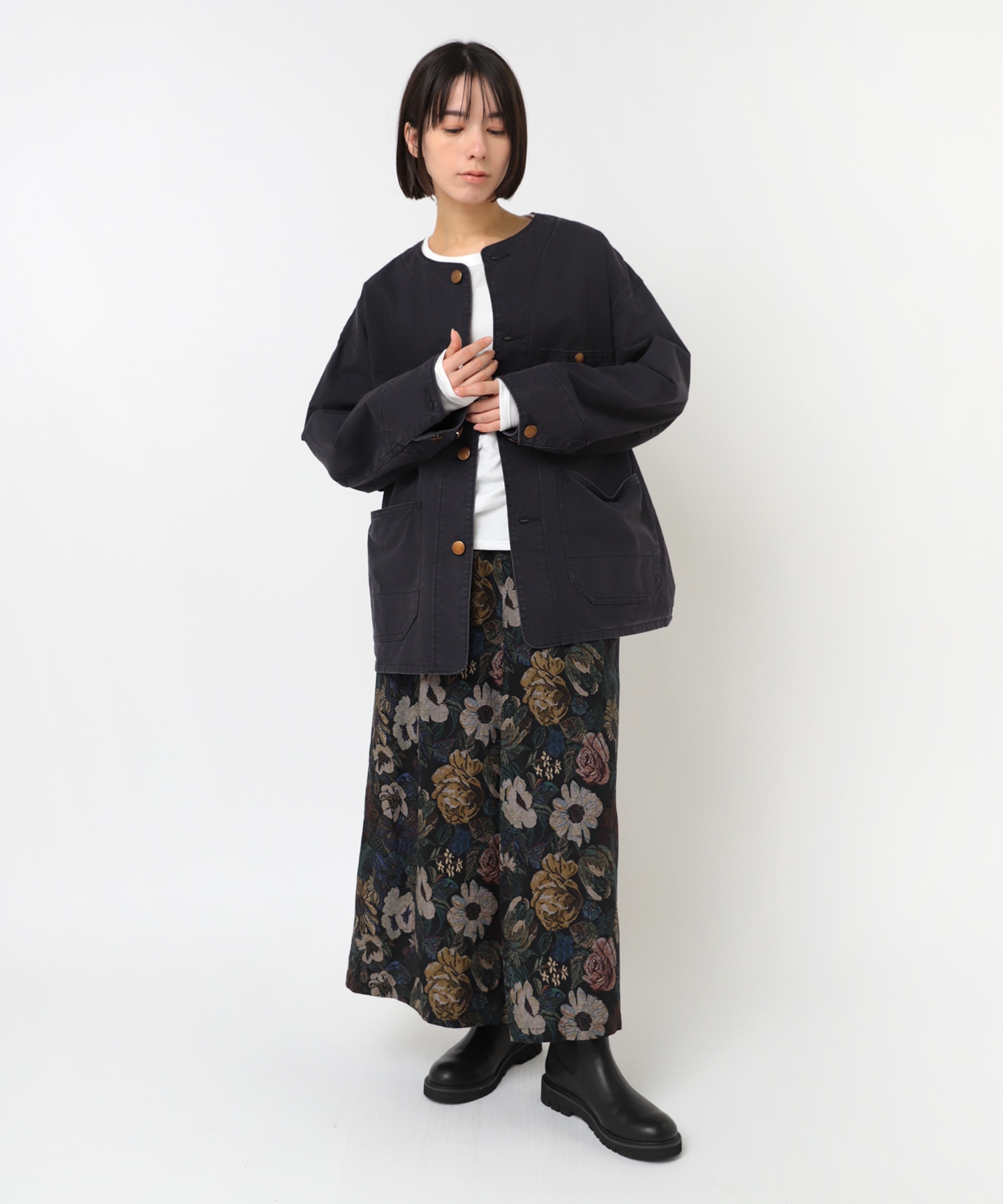 G1097 フラワープリントビエラスカート