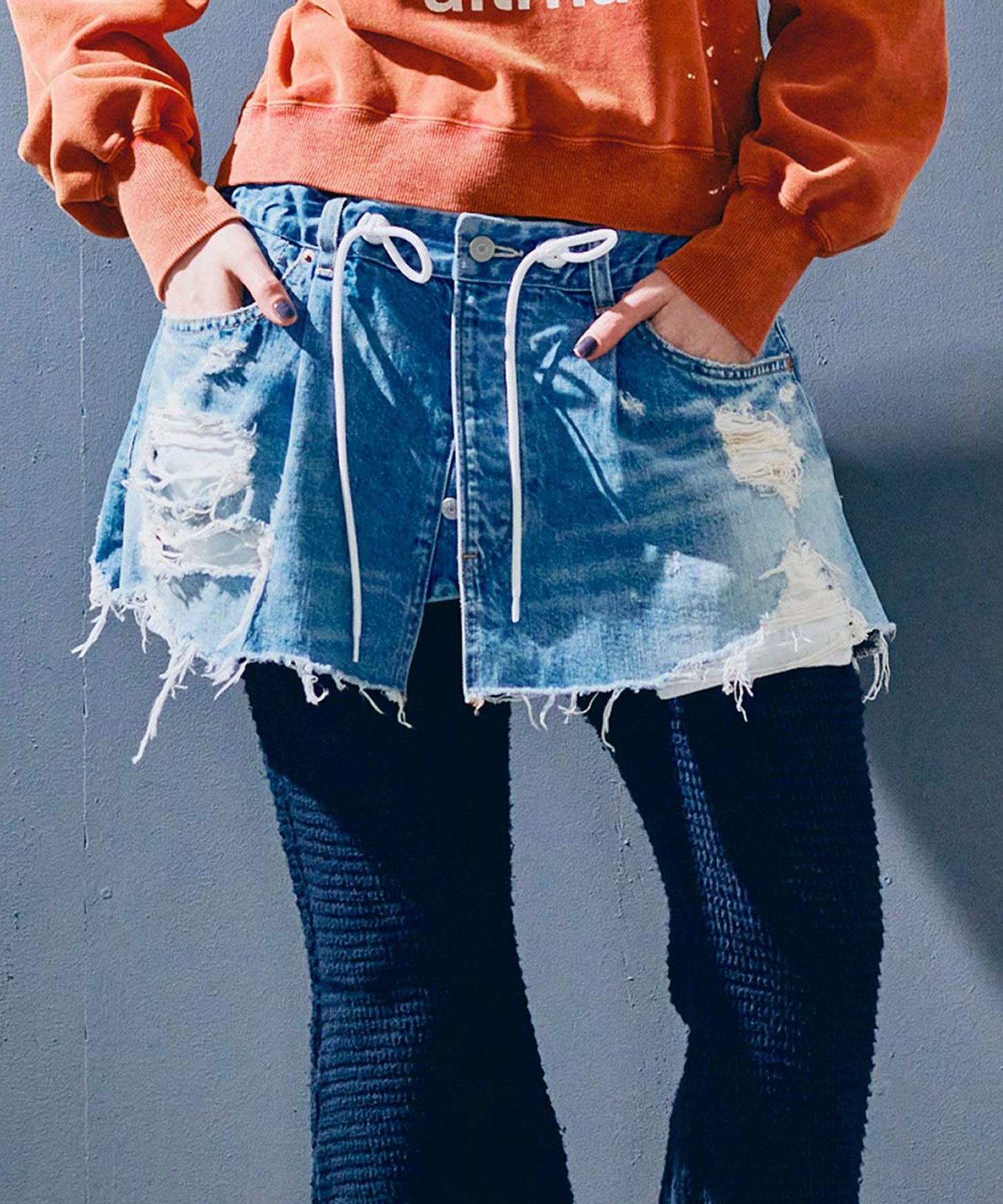 G1098 ダメージラップミニスカート