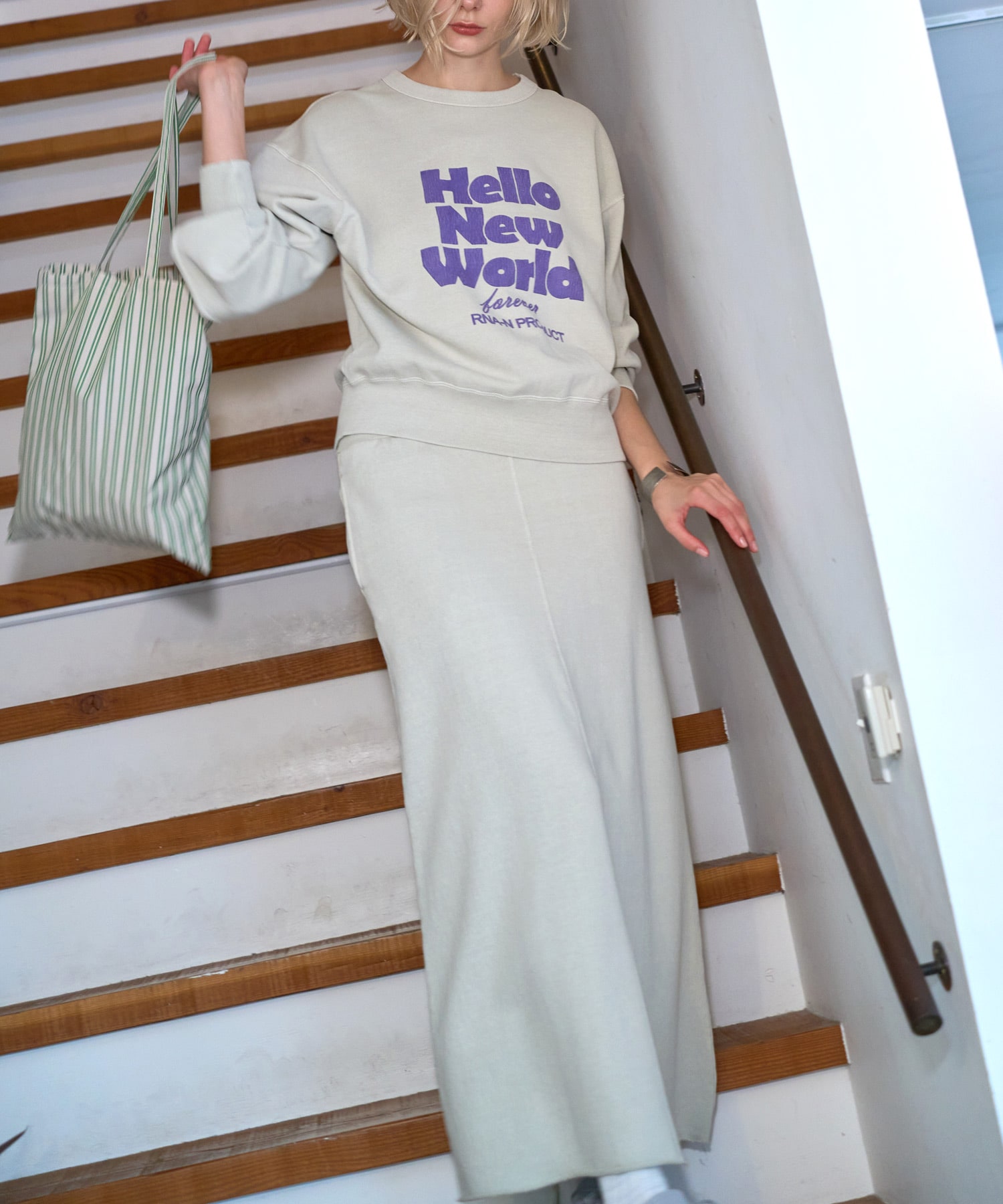 G1102 ピグメントダイトンプキン裏毛ロングスカート