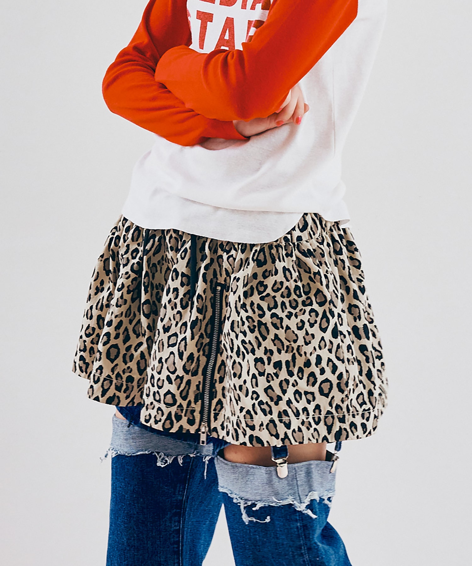 G1103 レオパードZipギャザーミニ