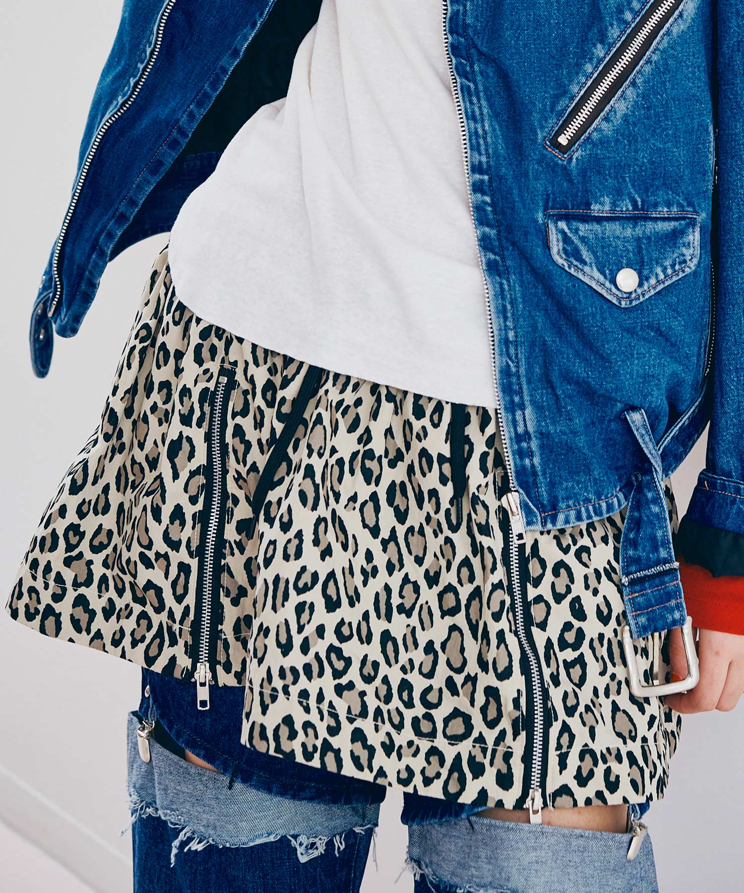 【3月中旬納期】G1103 レオパードZipギャザーミニ