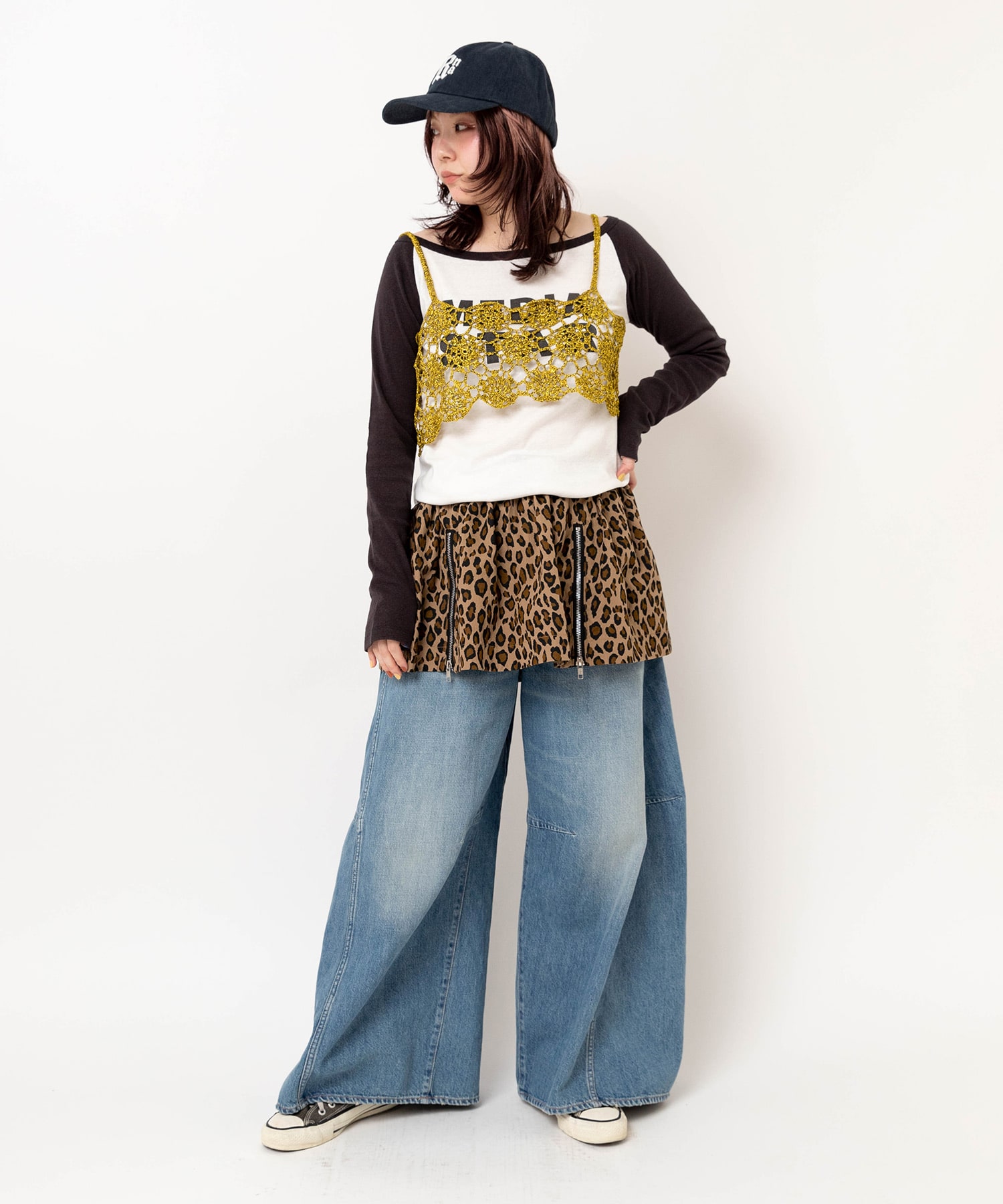 【3月中旬納期】G1103 レオパードZipギャザーミニ