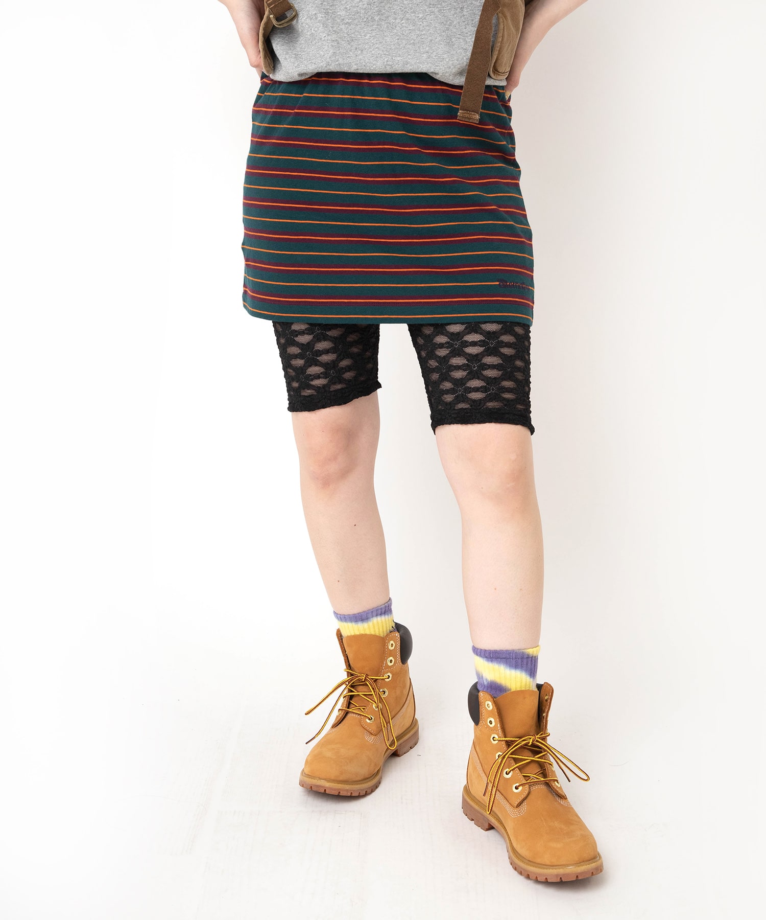 【4月中旬納期】G1105 マルチボーダーレイヤードミニスカート