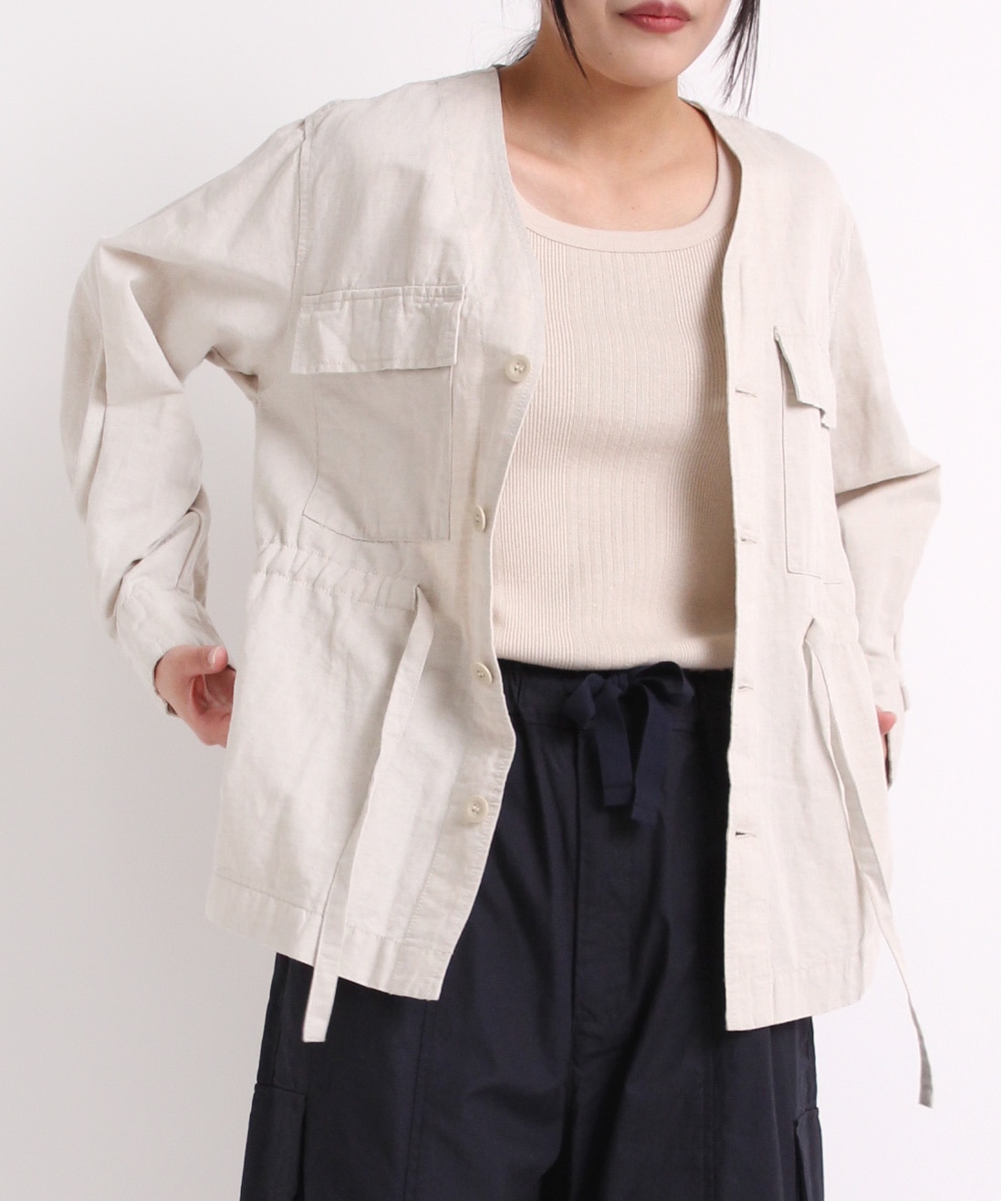 J1931 コットンリネンライトミリタリージャケット