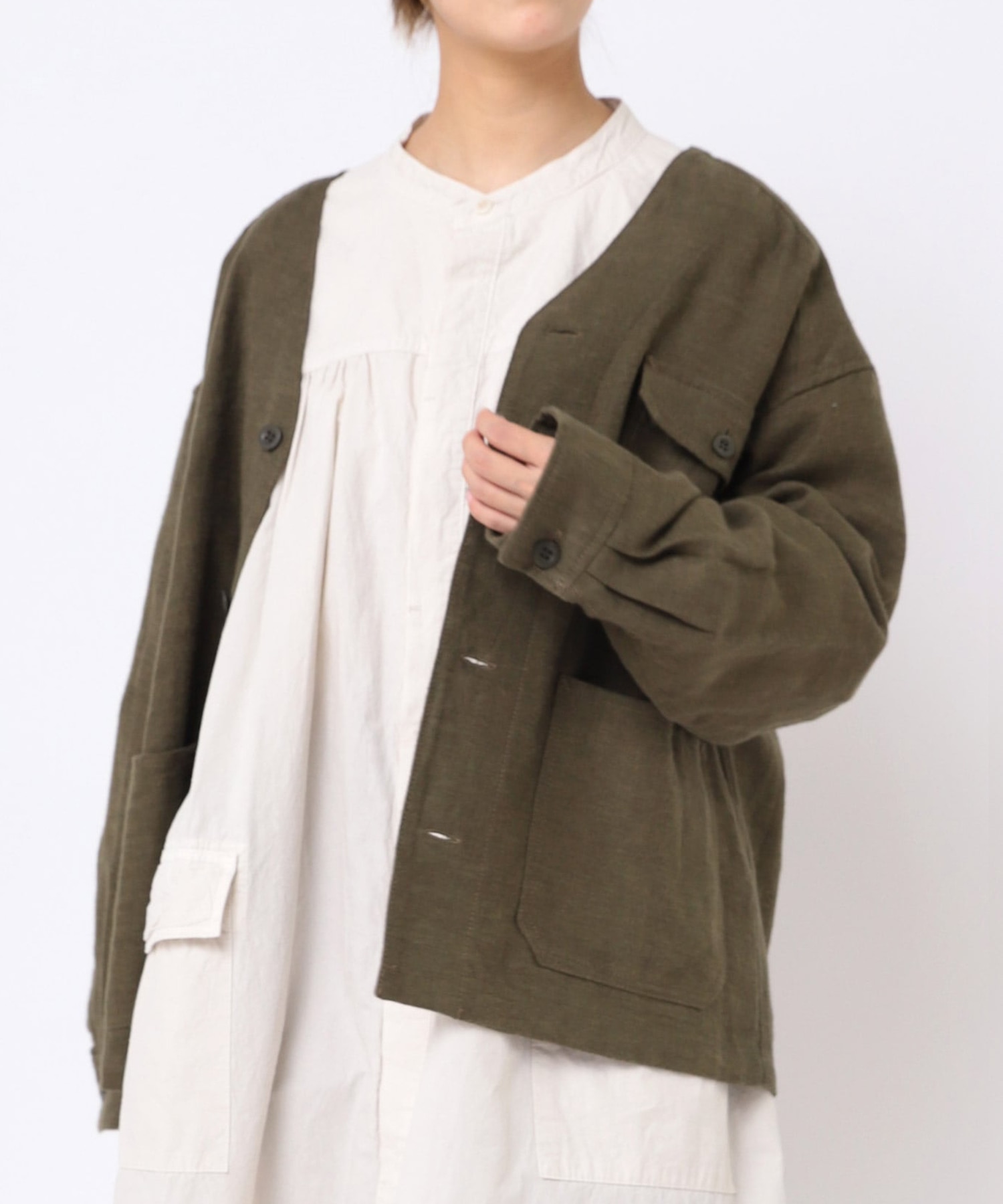 J2079 リネンブラッシュツイルワークジャケット