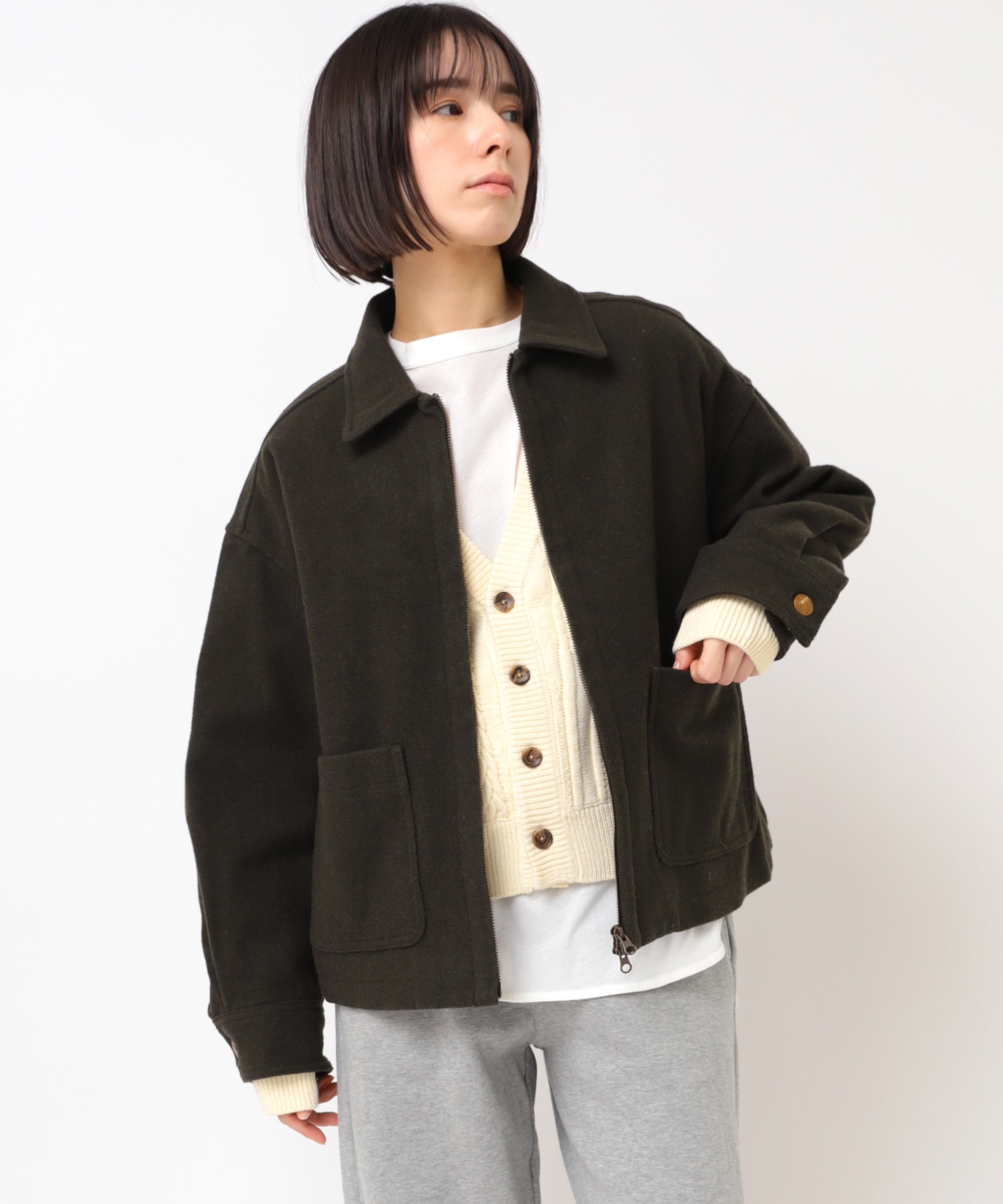 J2118 ウールジップアップブルゾン