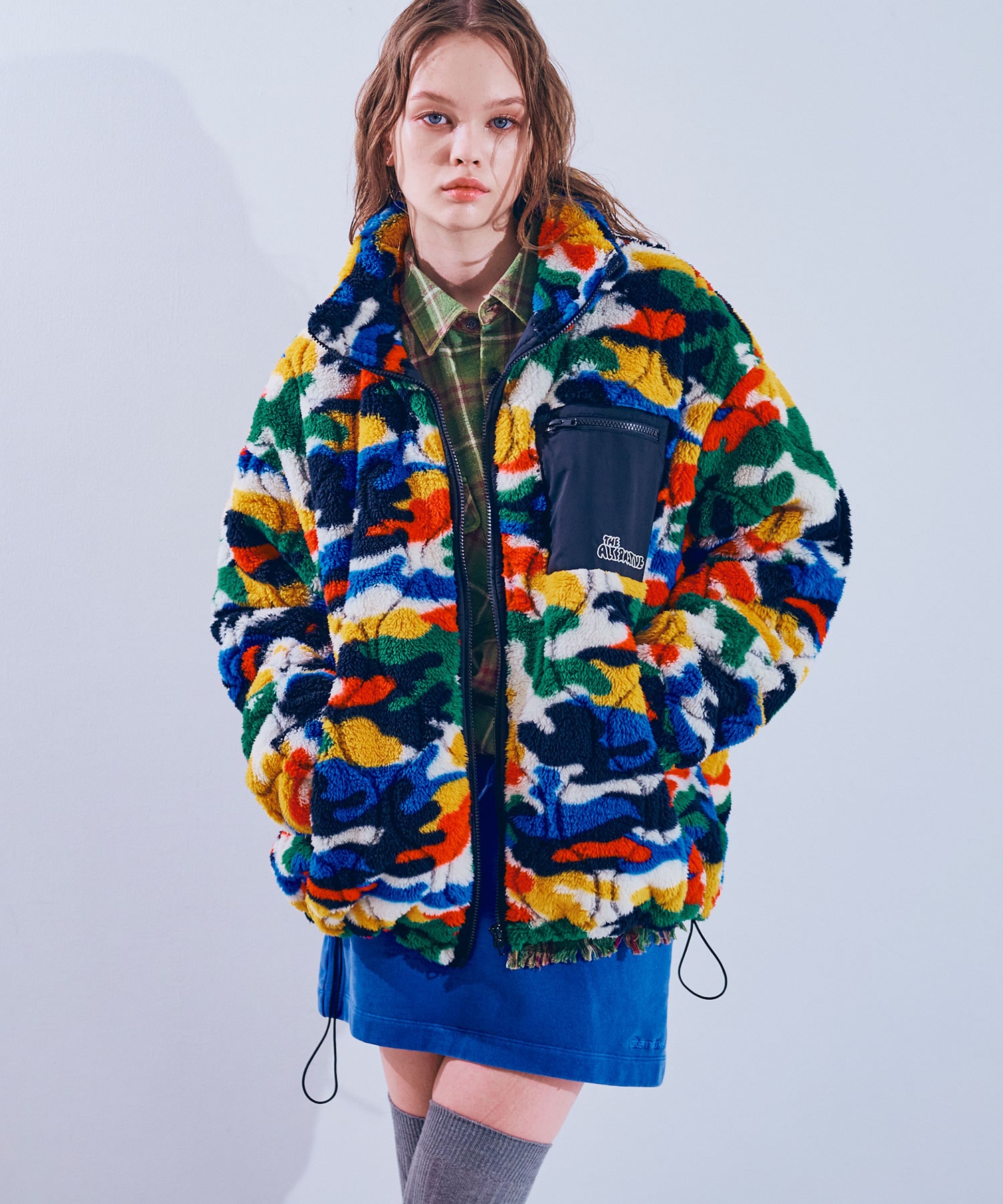 J2126 キルティングジャガードフリースボアジャケット