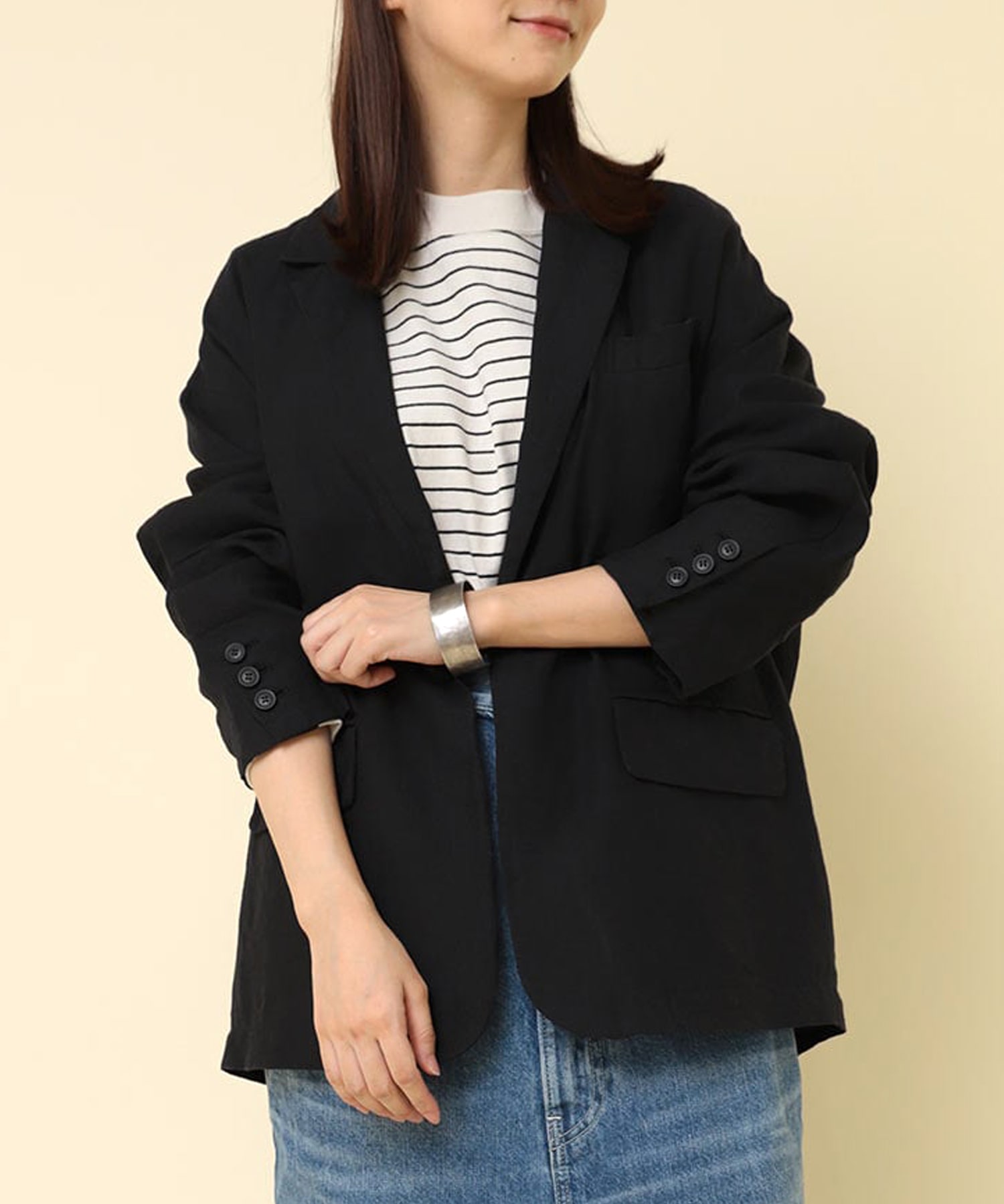 J2141 オーガニックリネンテーラードジャケット