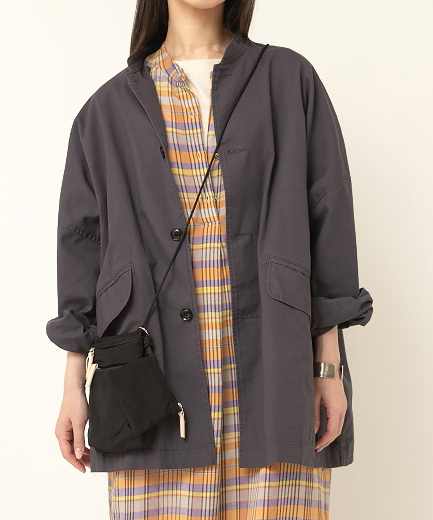 J2144 スタンドカラーロングジャケット