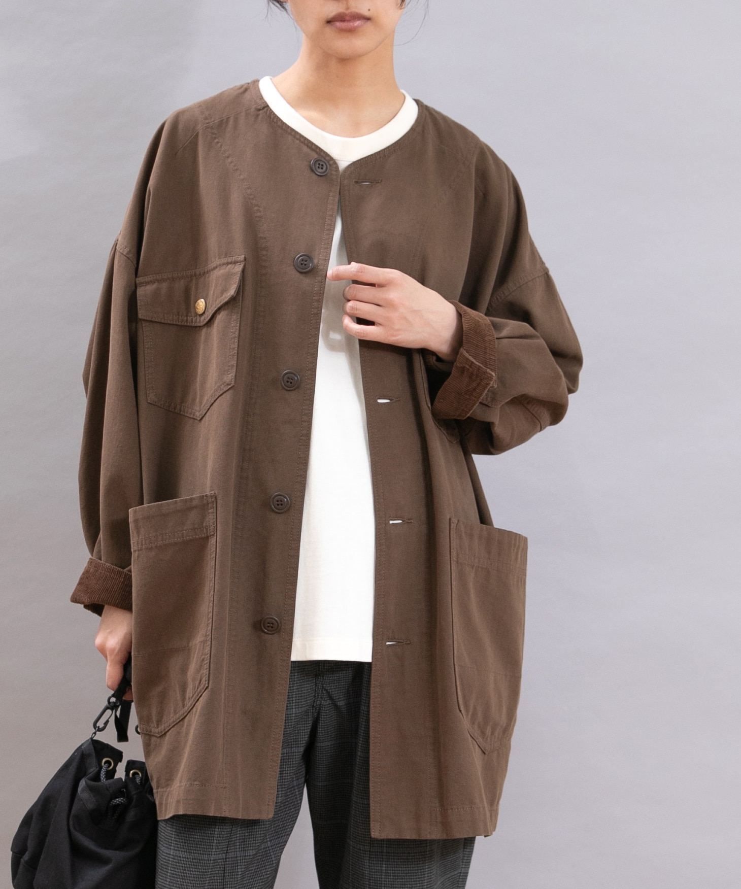 J2145 ミドル丈のBIGなアトリエジャケット