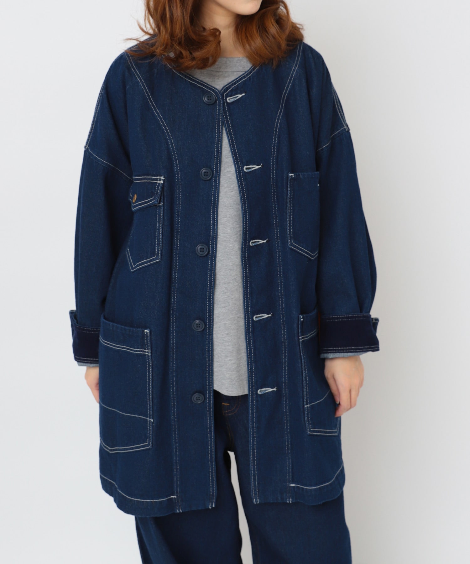 J2145 ミドル丈のBIGなアトリエジャケット