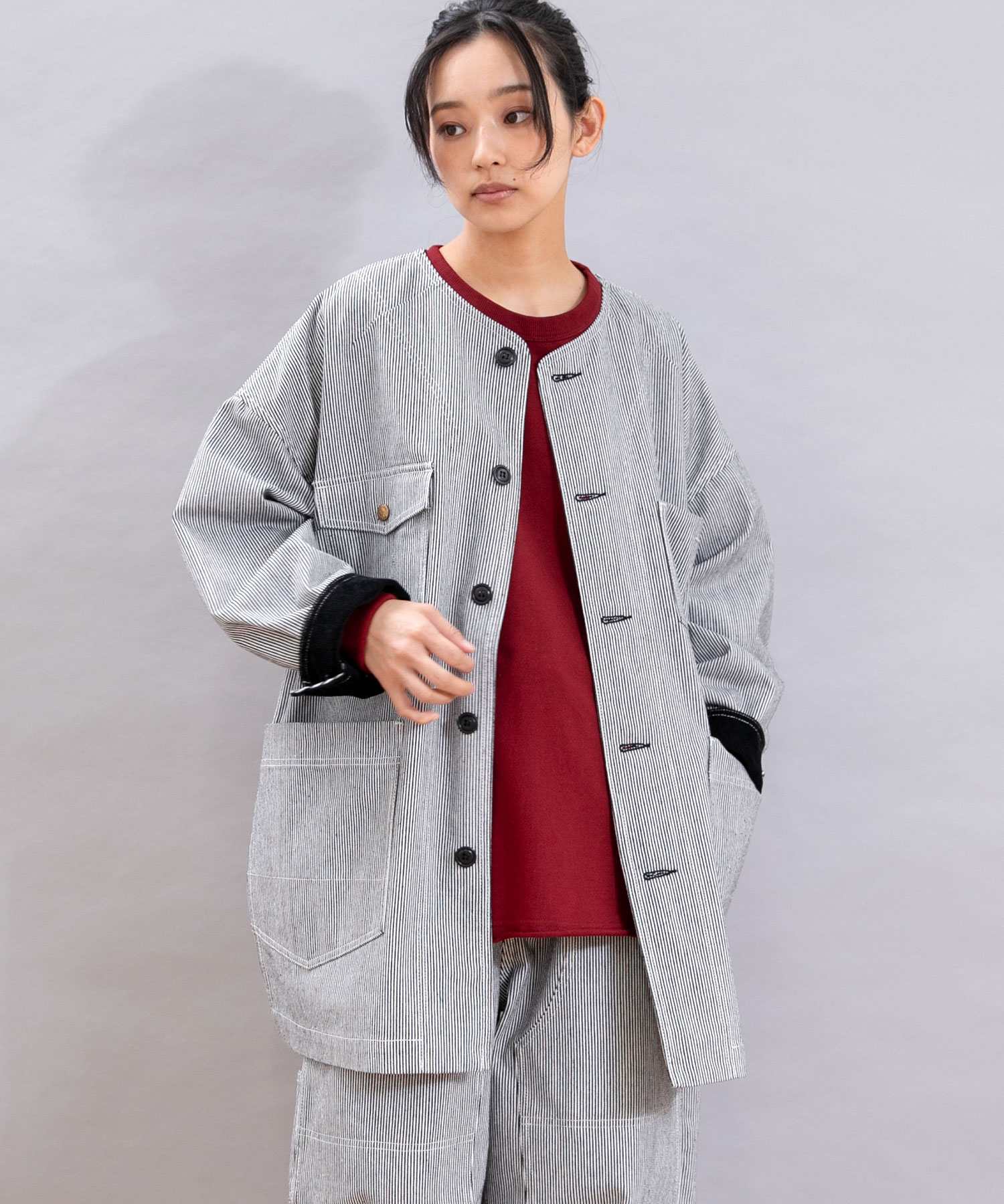 J2145 ミドル丈のBIGなアトリエジャケット