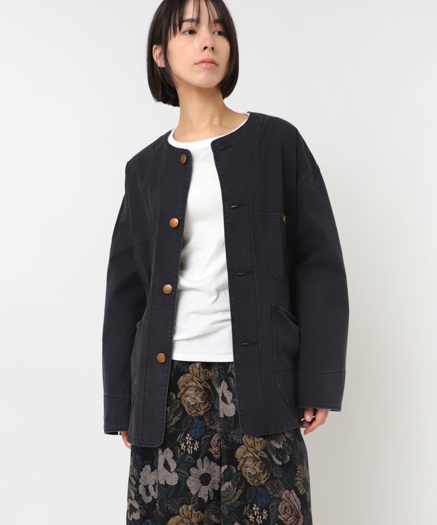 J2149 ノーカラービッグカバーオール