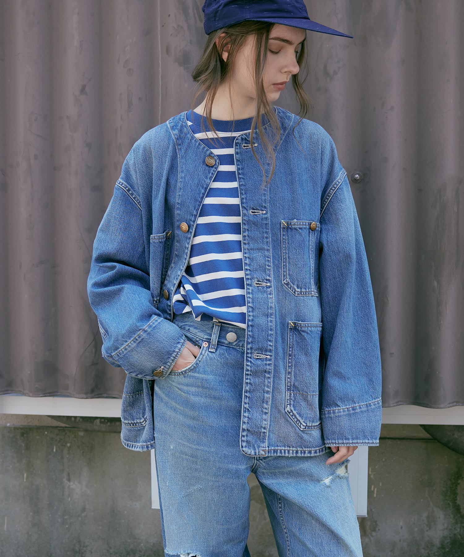 J2149 ノーカラービッグカバーオール