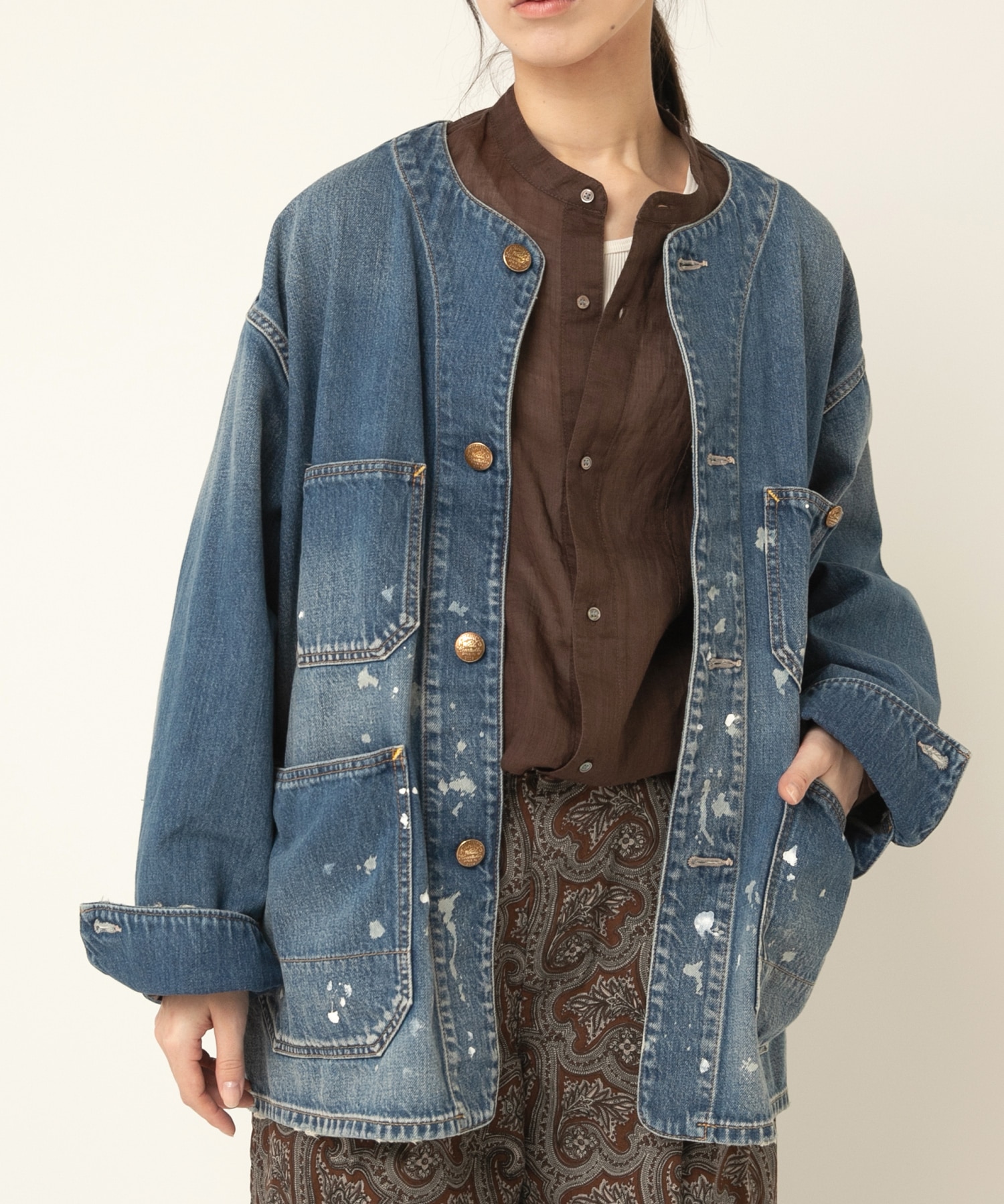 J2149 ノーカラービッグカバーオール