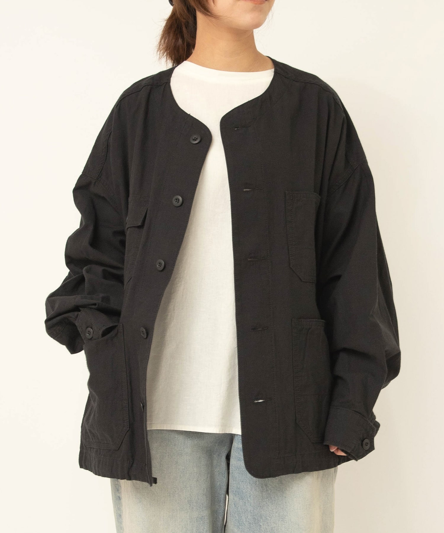J2179 ノーカラーワークジャケット