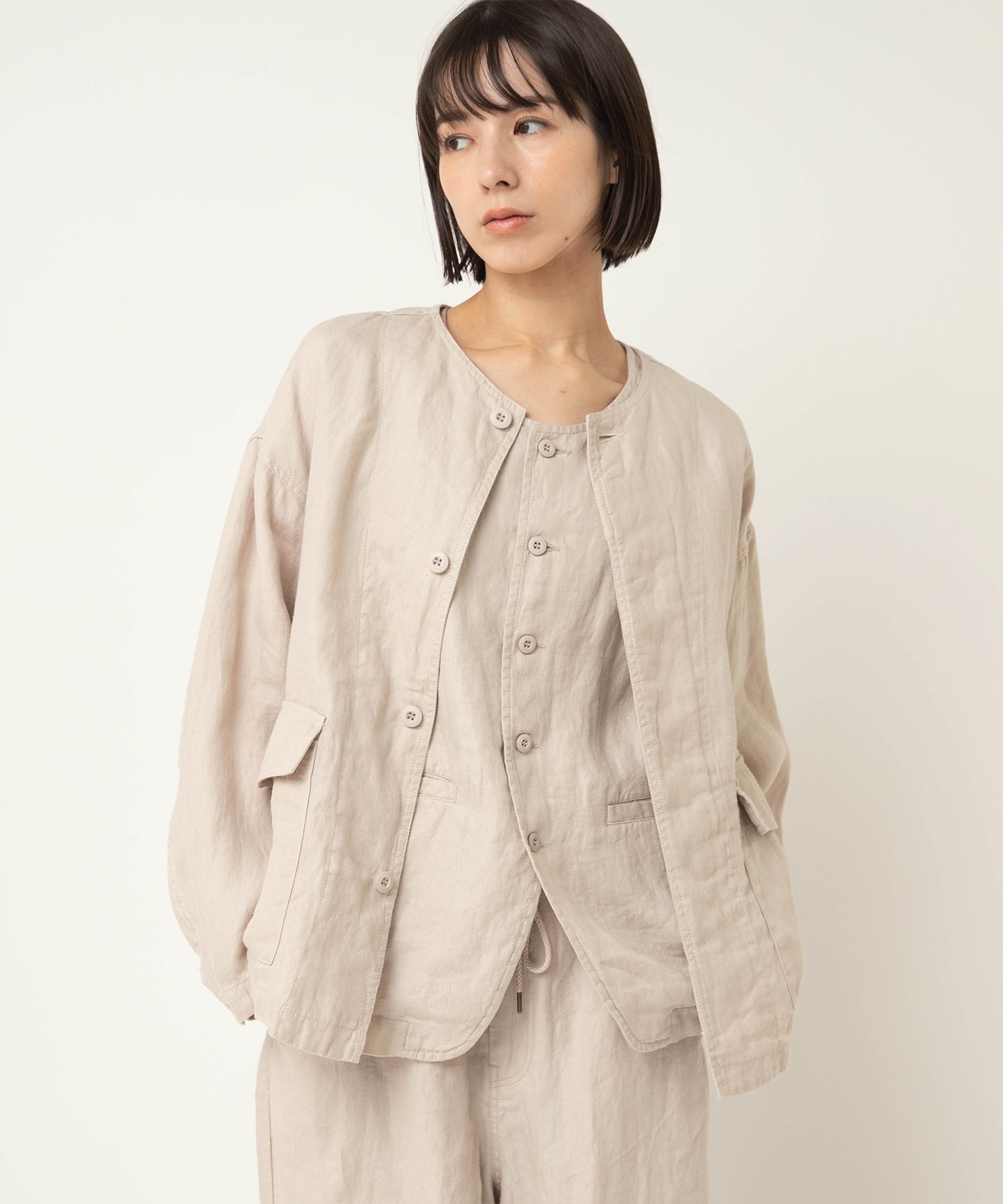 【3月中旬納期】J2180 リネンツイルジャケット