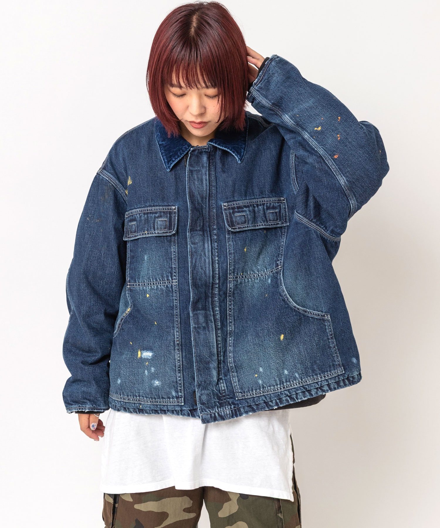 【10月下旬納期】J2213 ビンテージペイントカバーオール