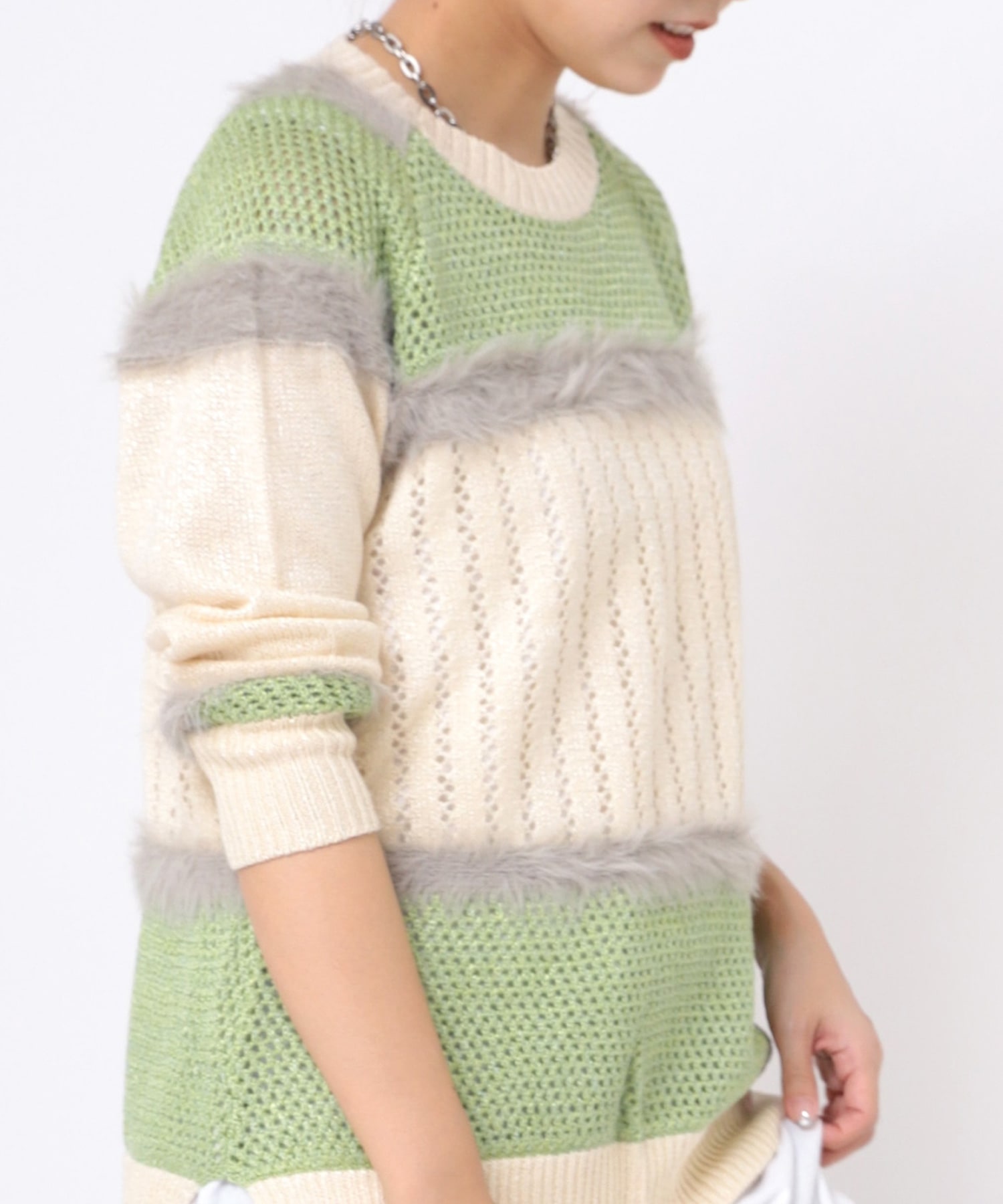 K2240 ファンシーヤーンMixロング丈プルオーバー