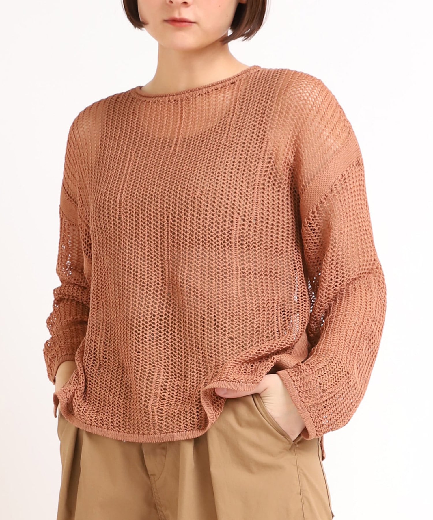 K2536 メッシュ編みビッグプルオーバー