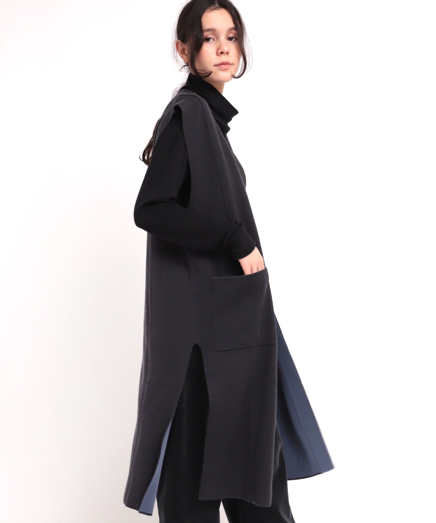 K2557 接結ロングニットジレ