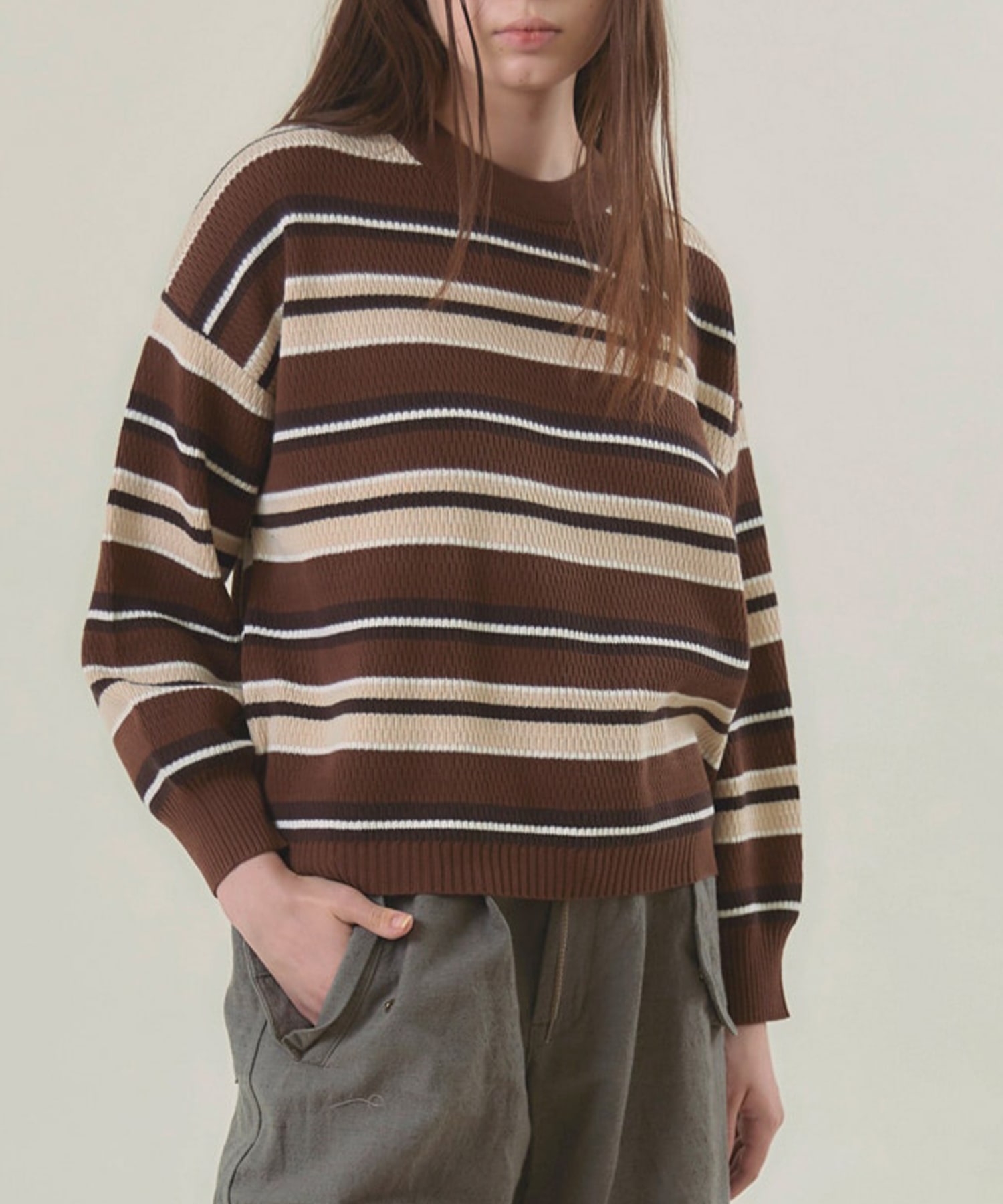 K2599 マルチボーダーハニカムサーマルプルオーバー