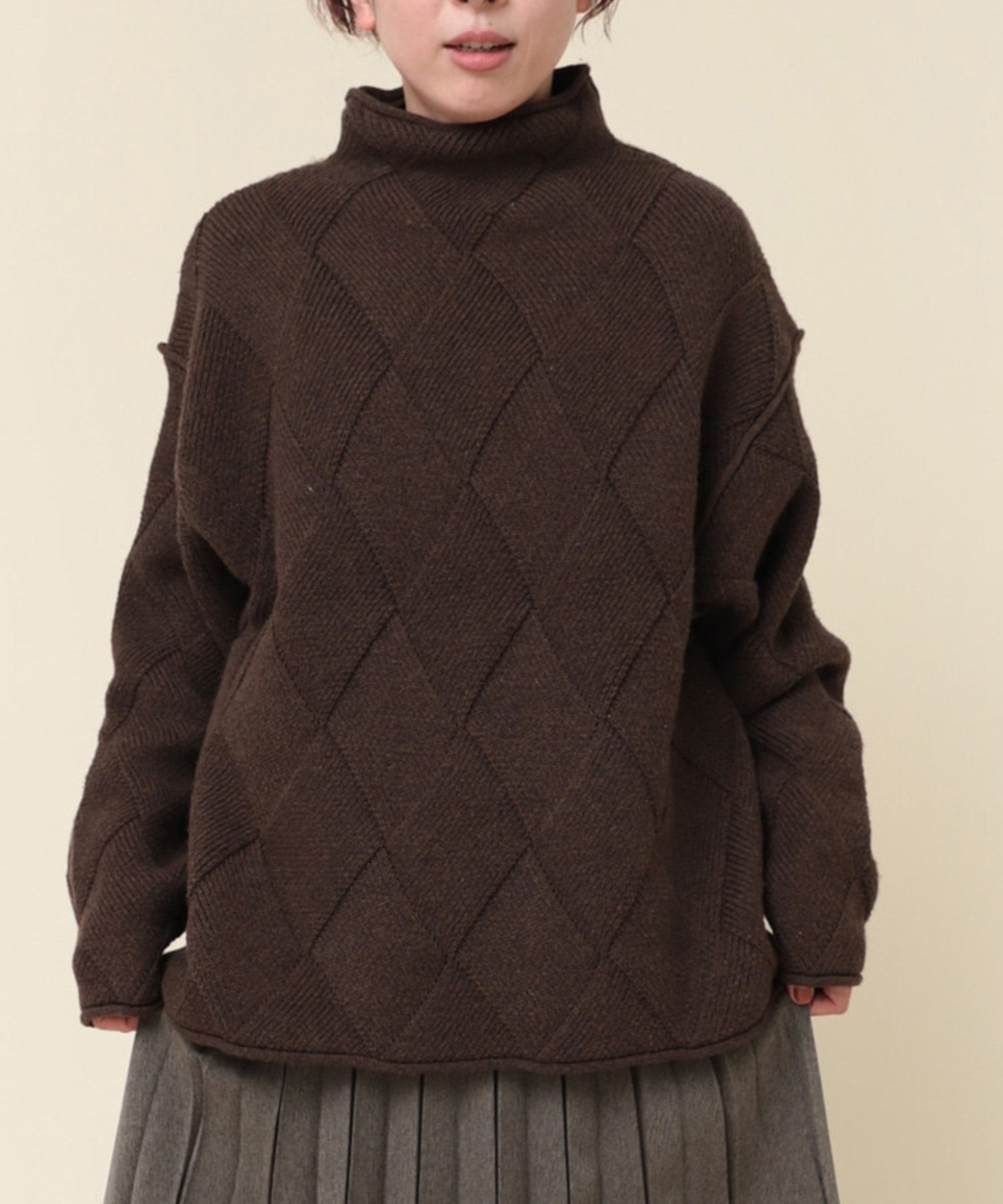 K2638 ダイヤパターンニットプルオーバー