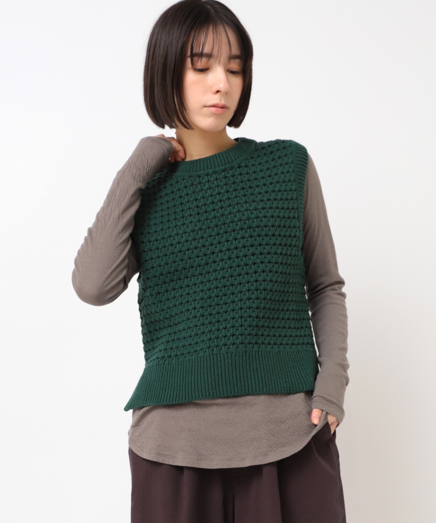 K2666 透かし鎖編みベスト