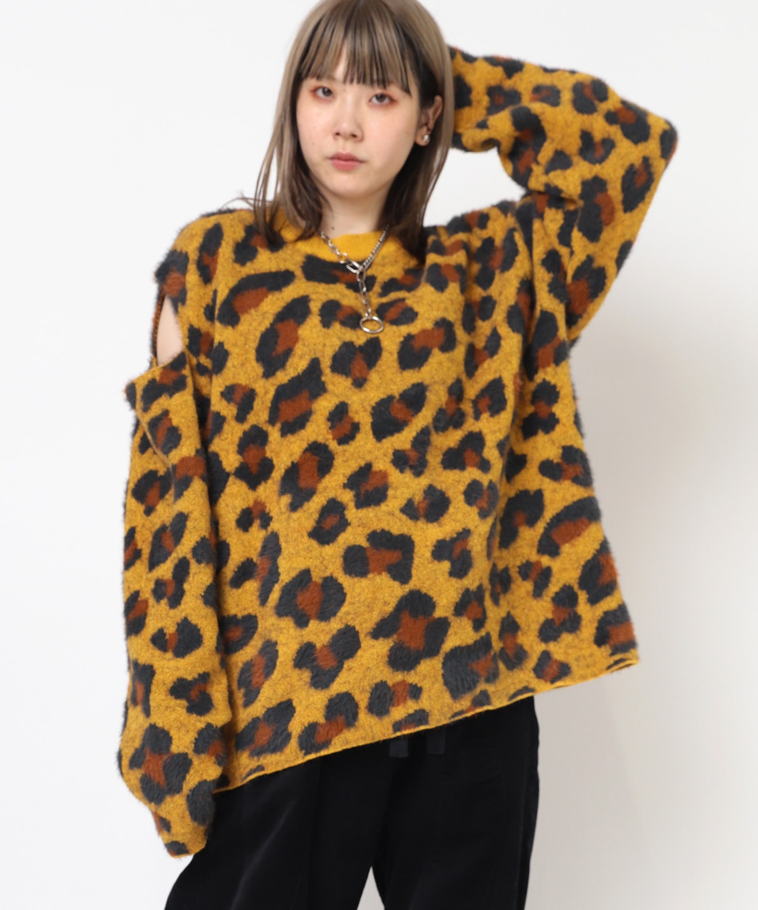 K2701 レオパードモール&シャギープルオーバー