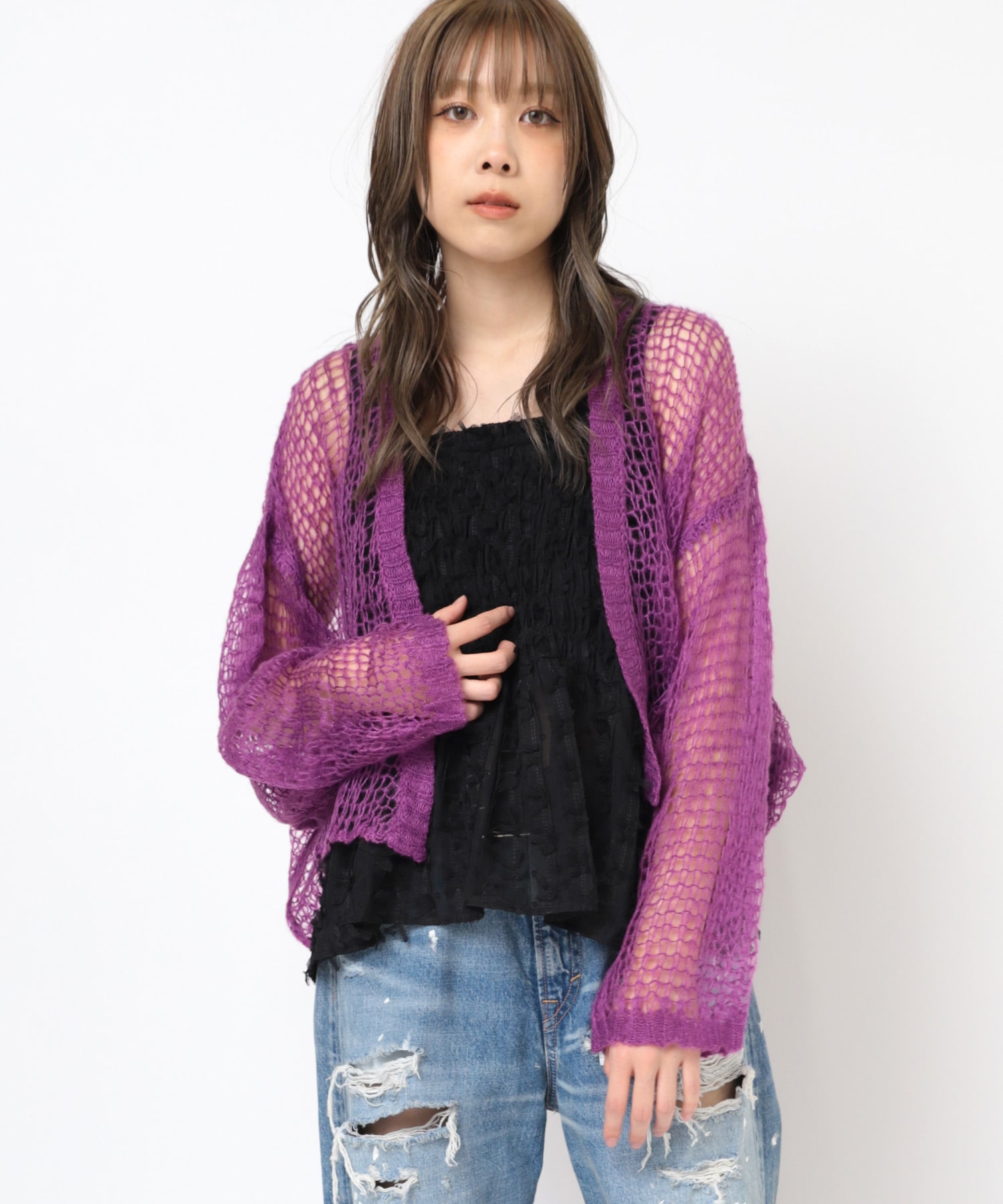 K2704 モヘアルーズガウンカーデ