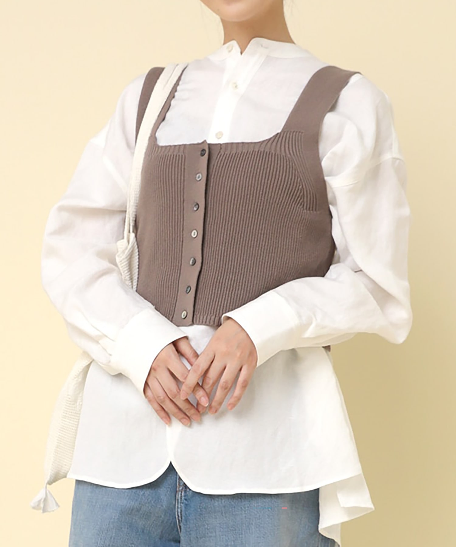 K2715 コットン片畦2WAYキャミベスト