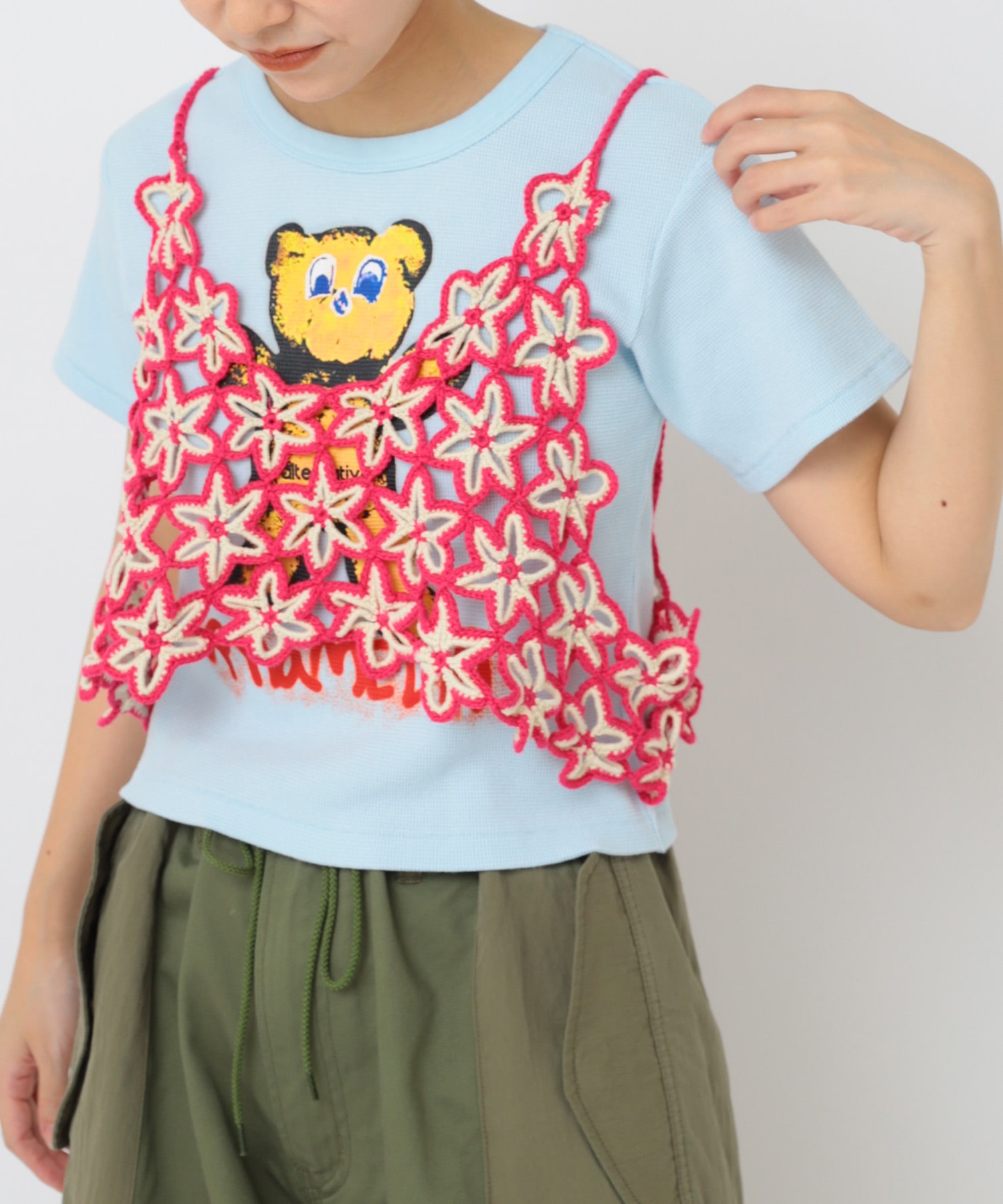 K2724 手編みフラワーブラトップ