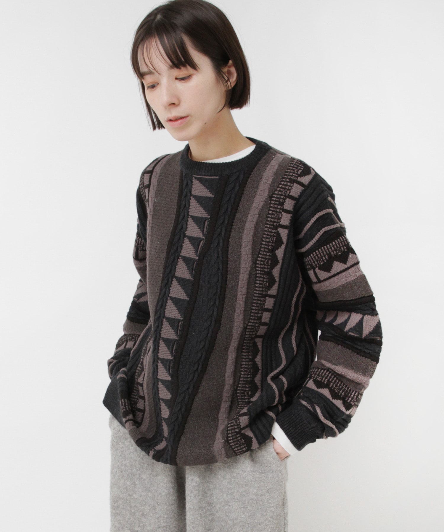 K2730 3Dニットプルオーバー