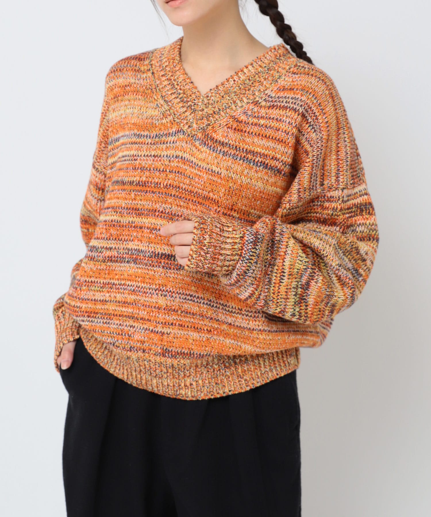 K2735 ミックスカラーVプルオーバー