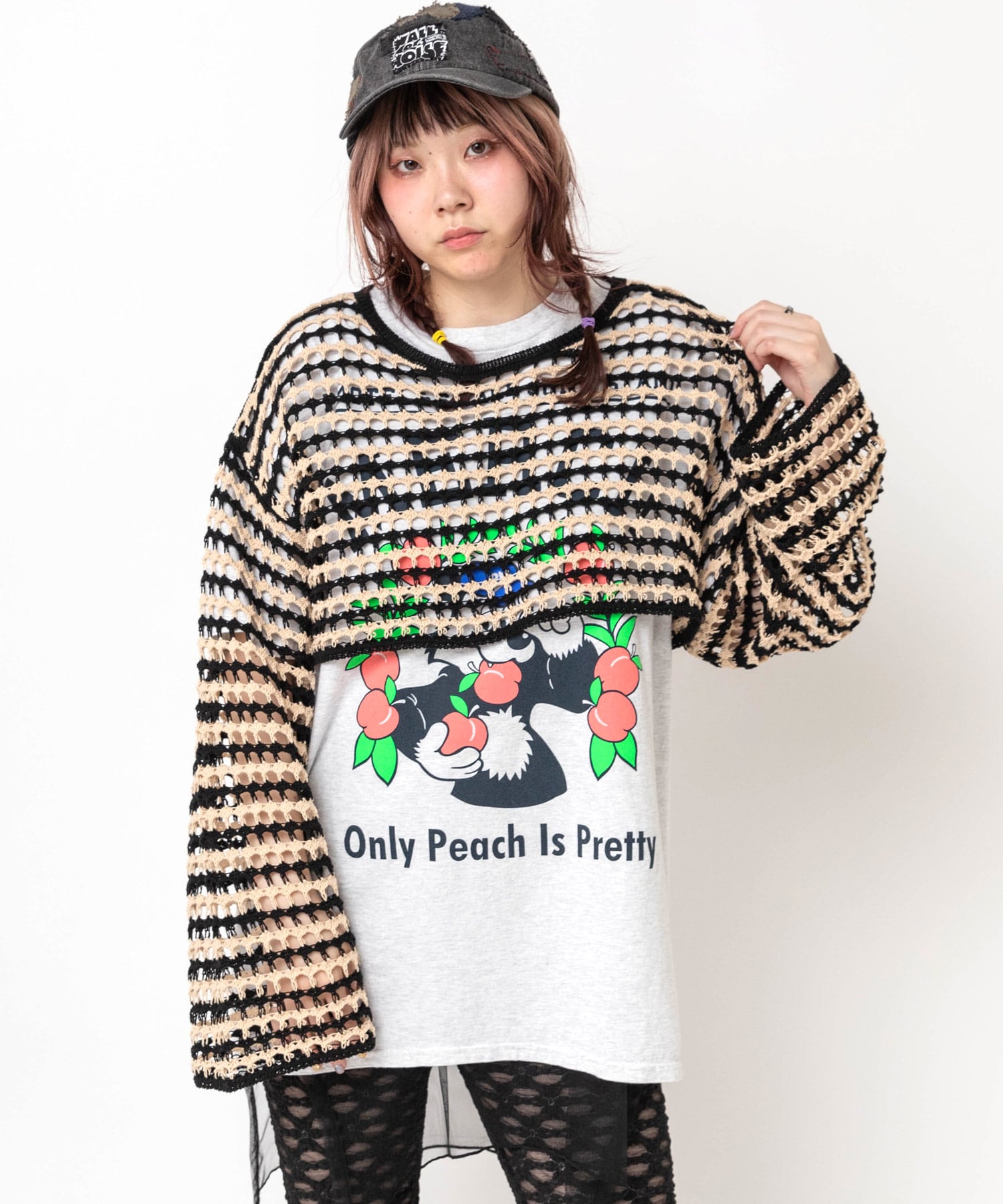 K2747 BIGメッシュボーダープルオーバー