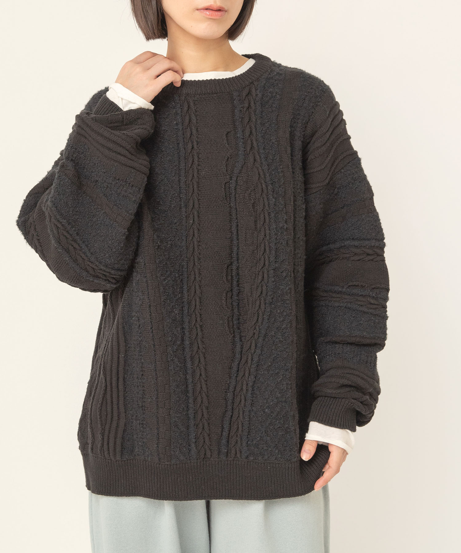 【11月中旬納期】K2768 ミックスヤーン3Dニット