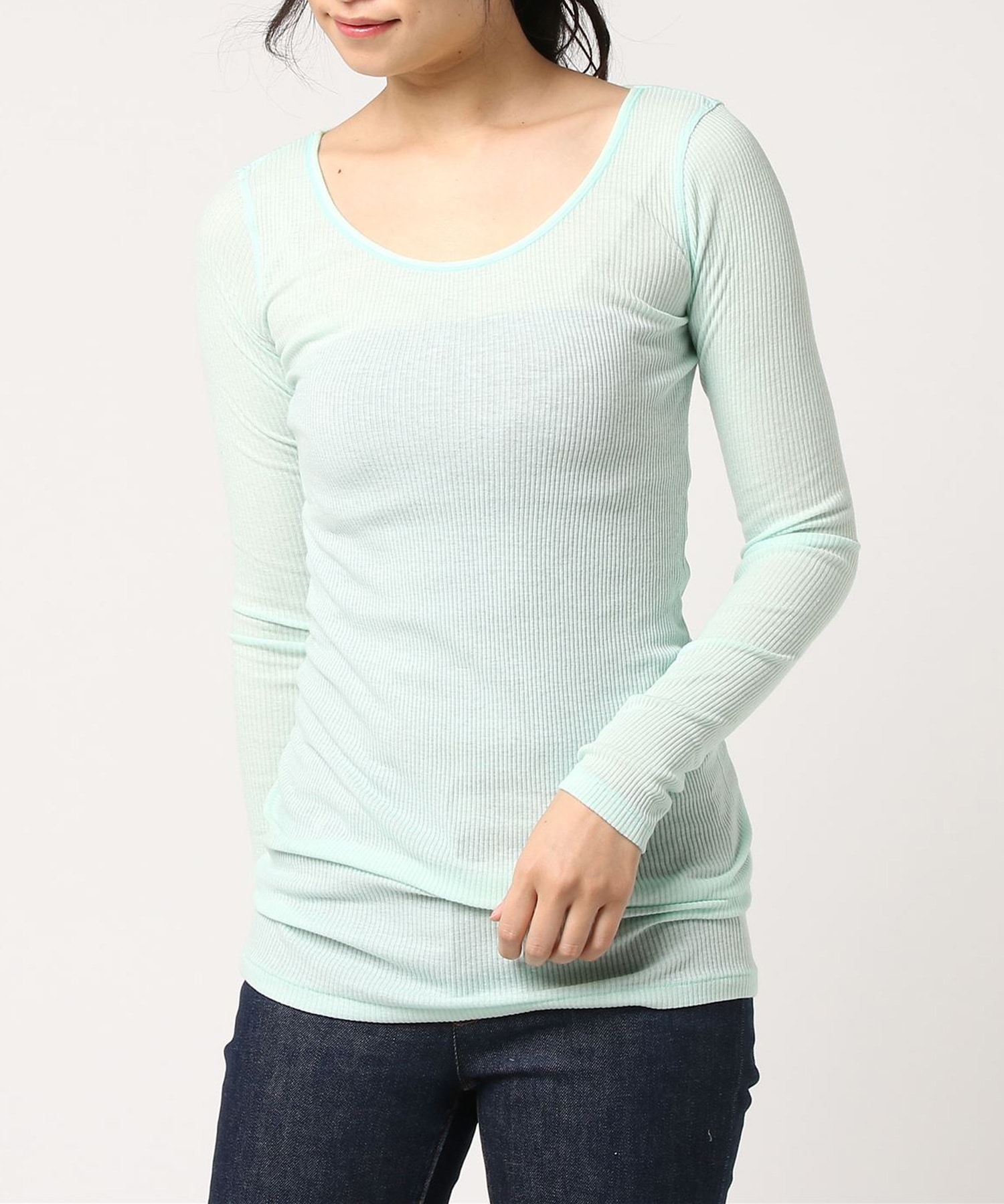 L6436 80/2リブロング丈ロンT