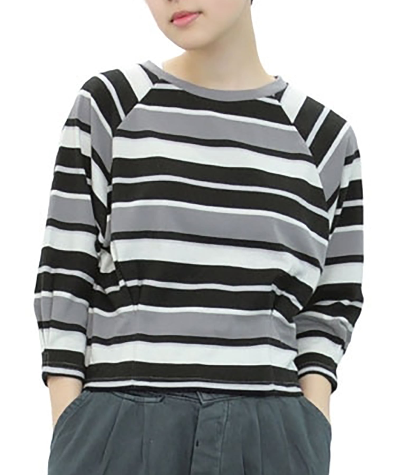 M0296 マルチボーダーショートタックプルオーバー