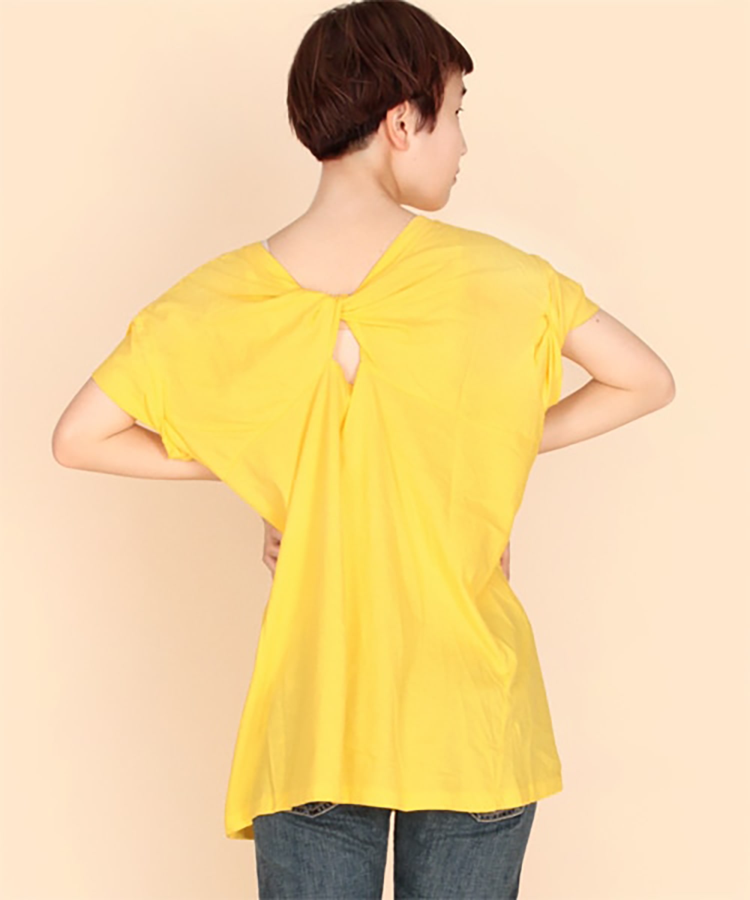 M0418 ツイストデザインロング丈T