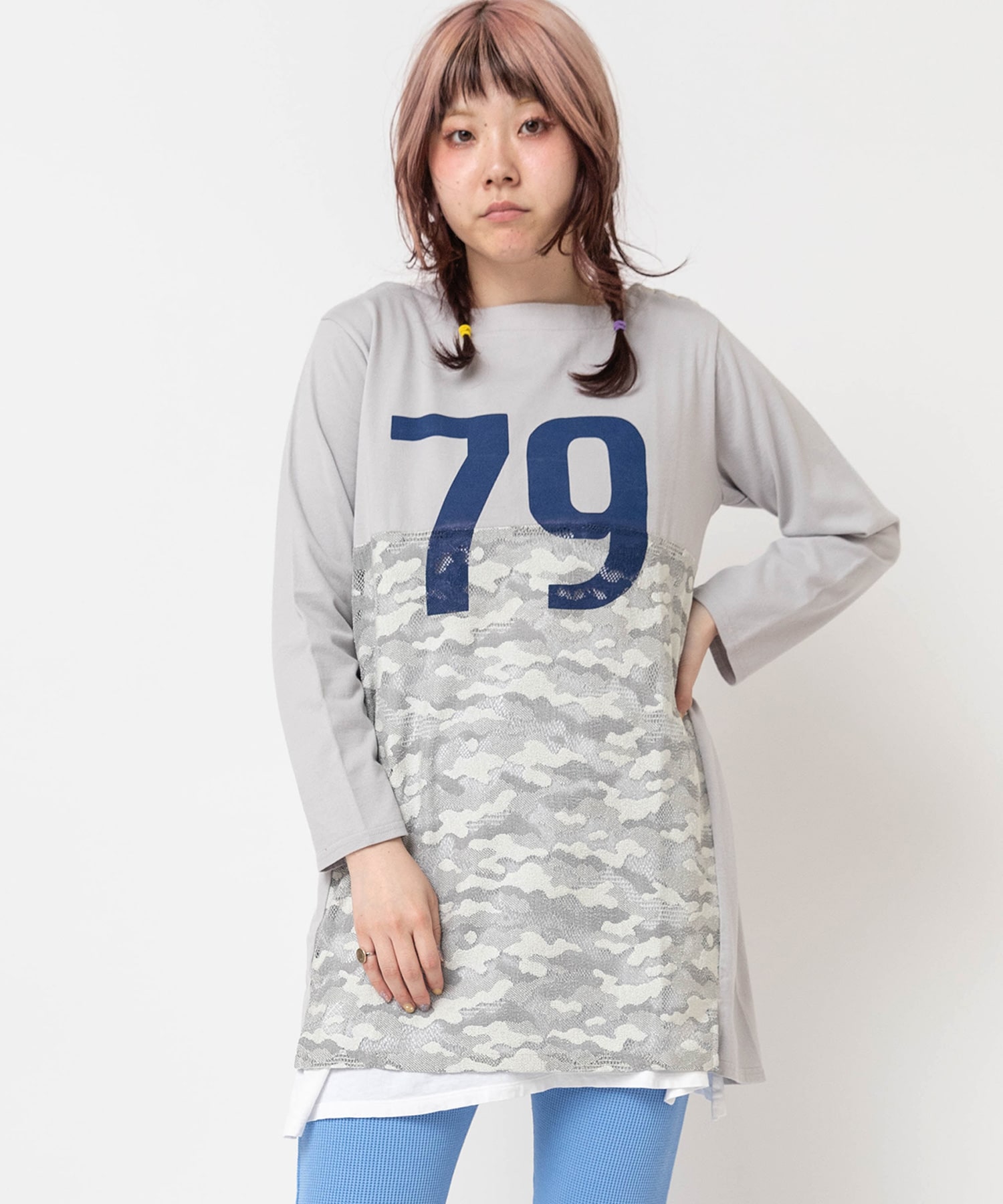 M0554 カモフラメッシュコンビロングプルオーバー