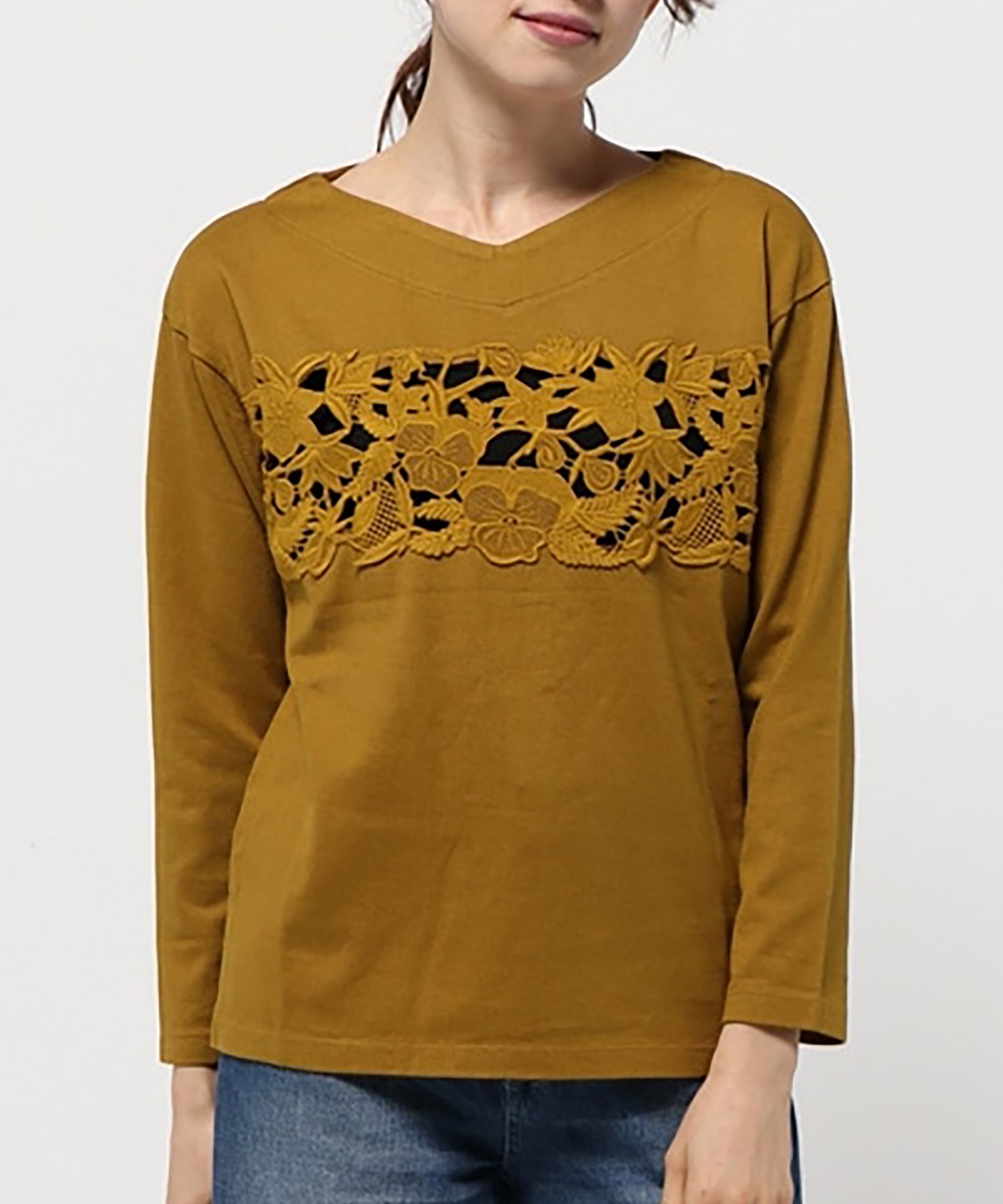 M0581 レースコンビワイドプルオーバー