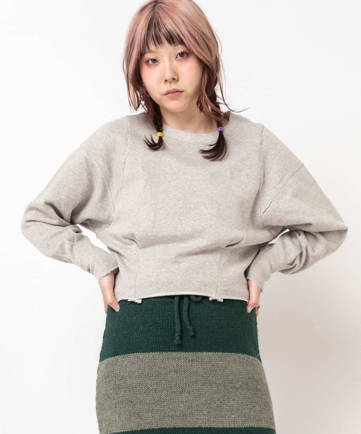 M0610 リメイク風裏毛変形プルオーバー