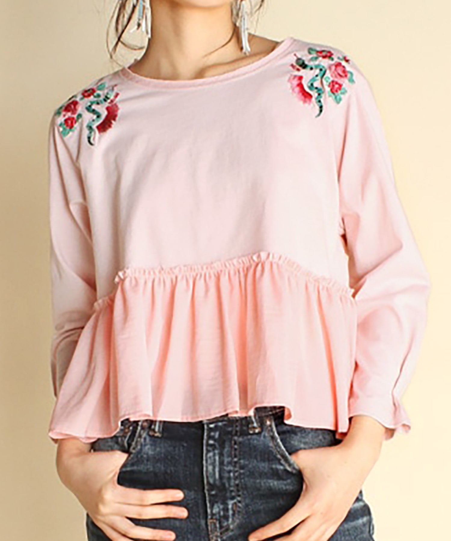 M0615 裾切り替えギャザープルオーバー