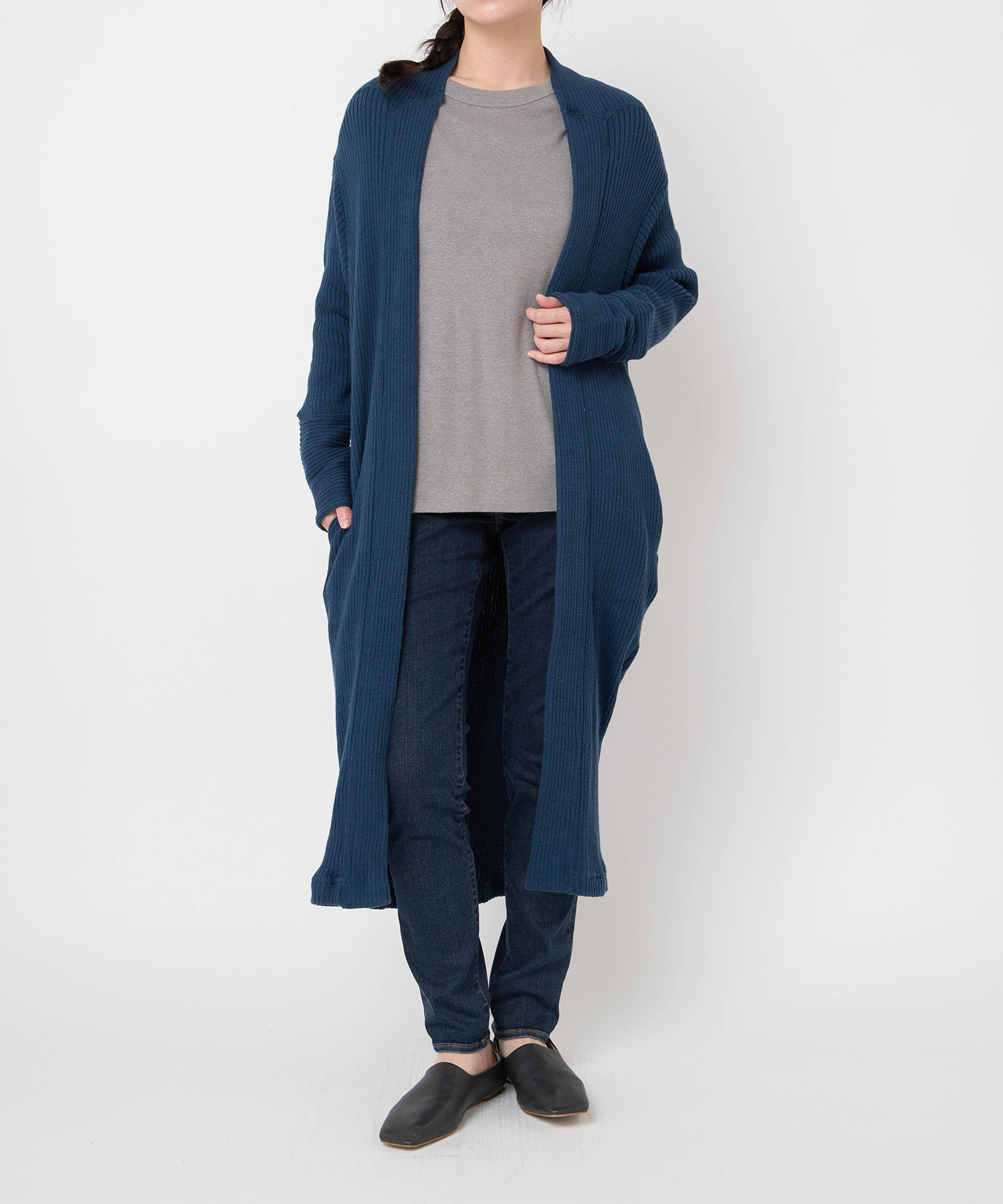 M0619 ワイドリブ ロングコーディガン