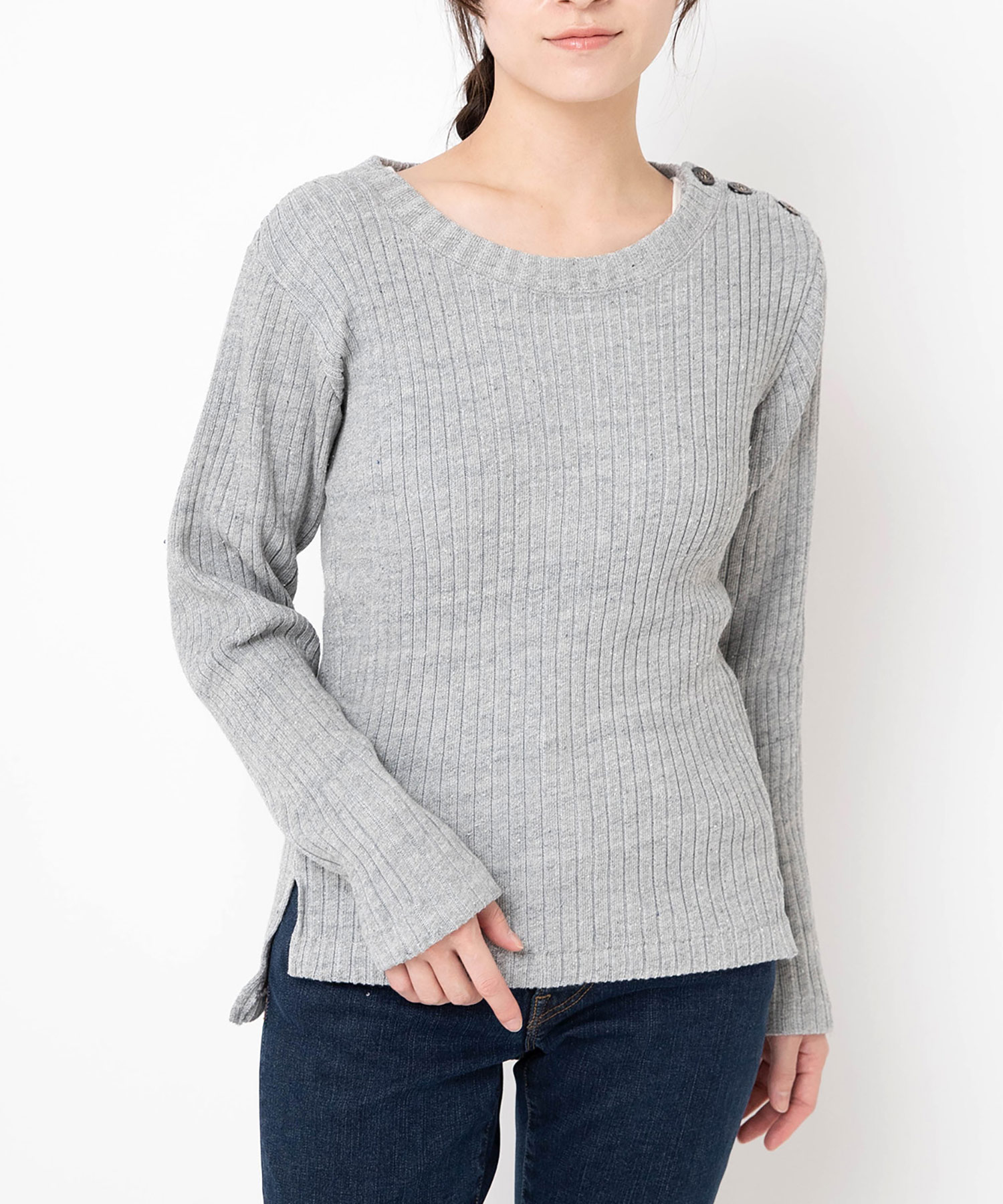 M0620 ワイドリブ スリットプルオーバー