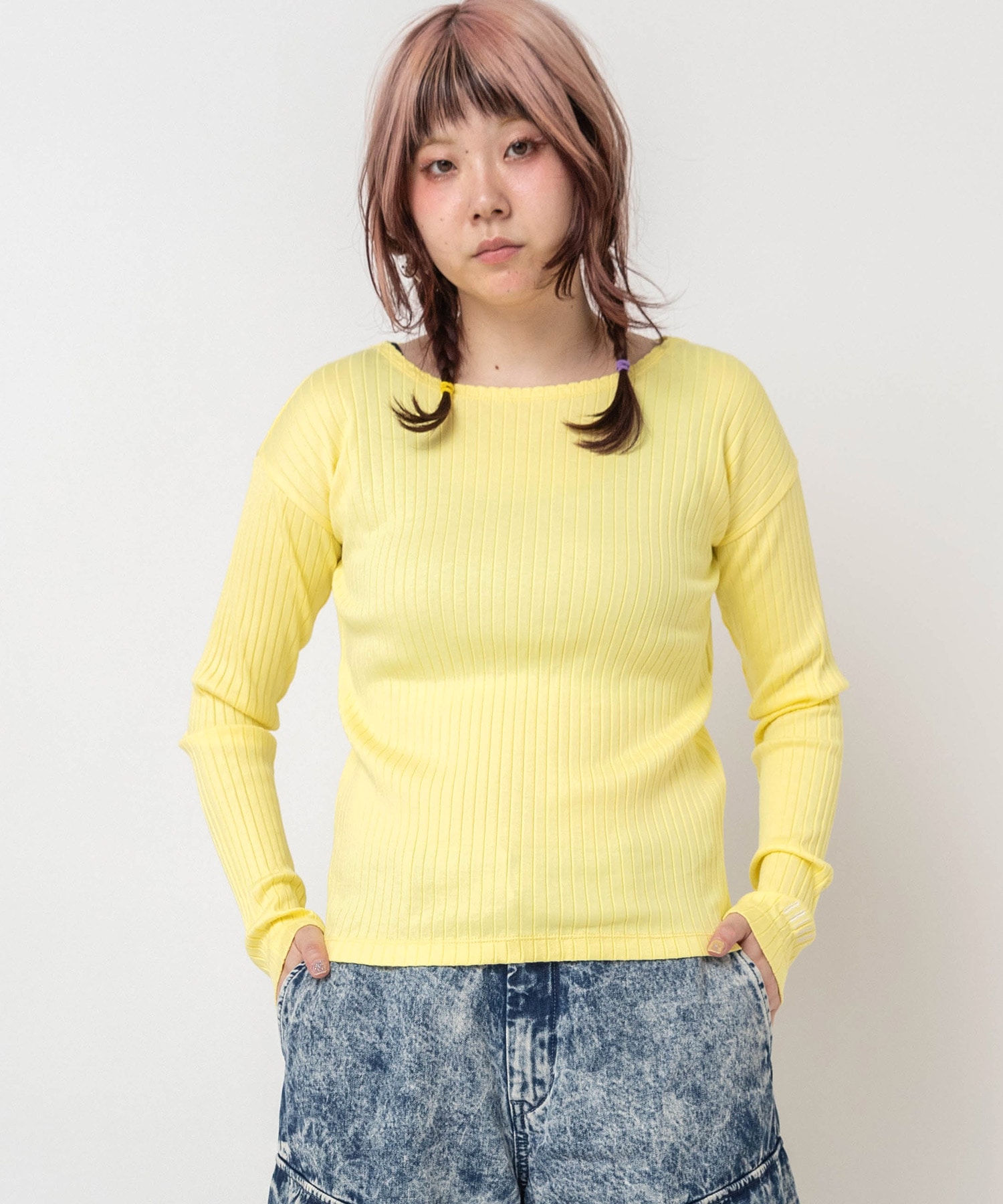 M0656 ワイドリブスカラップネックロンT