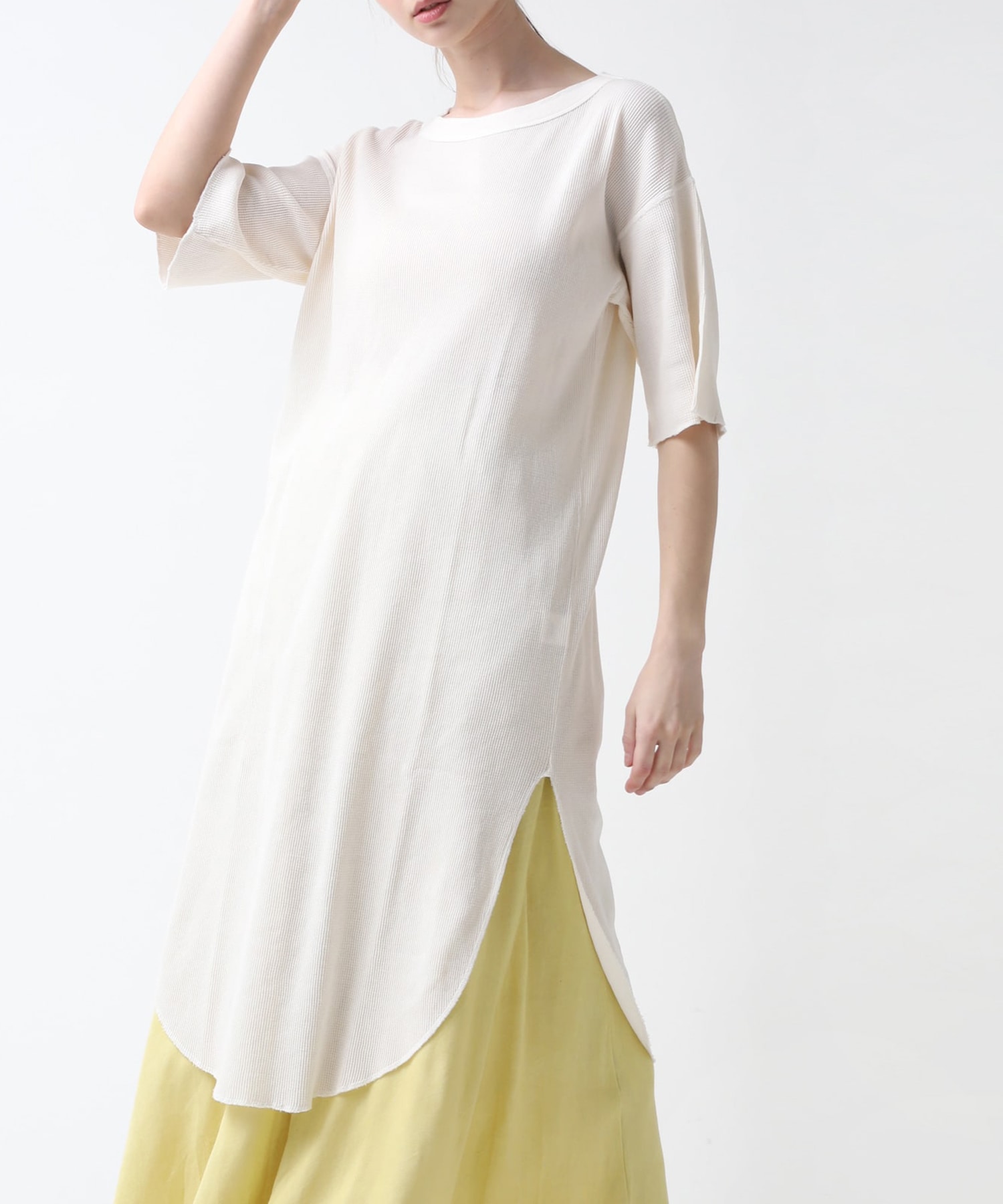 M1426 顔料染めワッフルワンピース