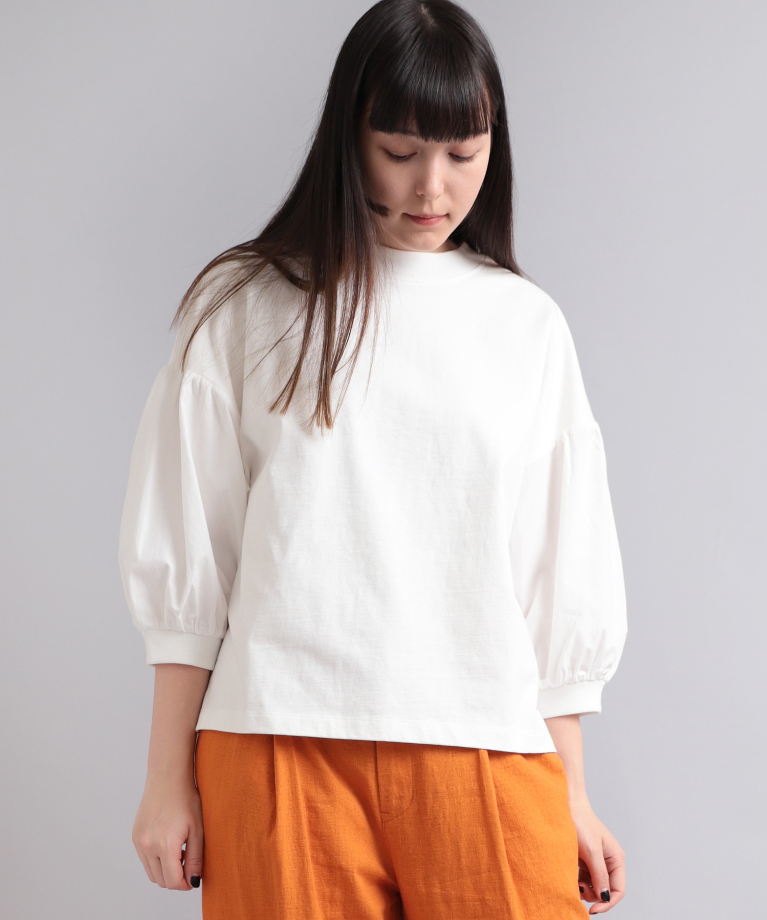 M1819 26/-リサイクルプレーティング布帛コンビプルオーバー